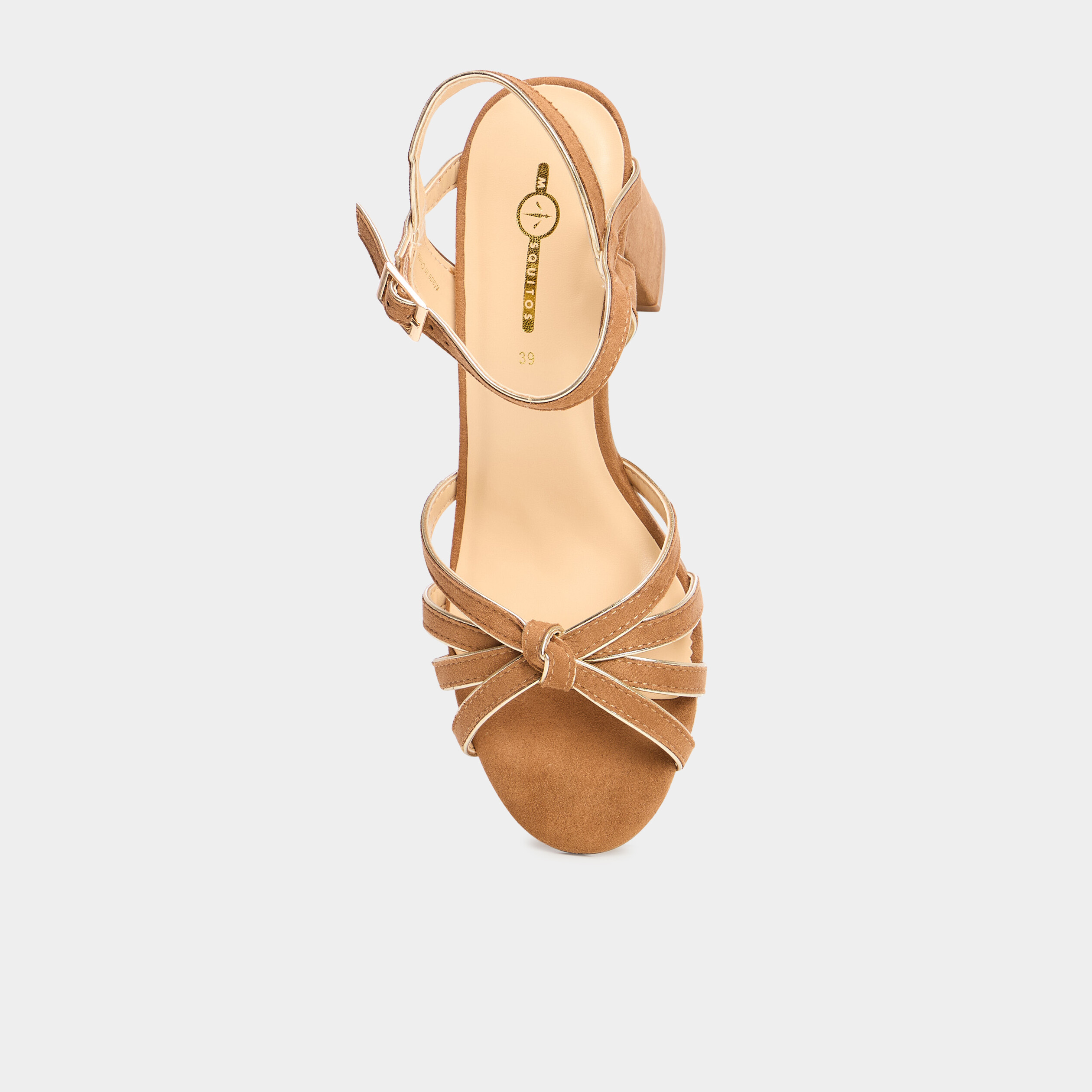 sandales a talons effet suedine camel femme Sandales à talons effet suédine camel femme