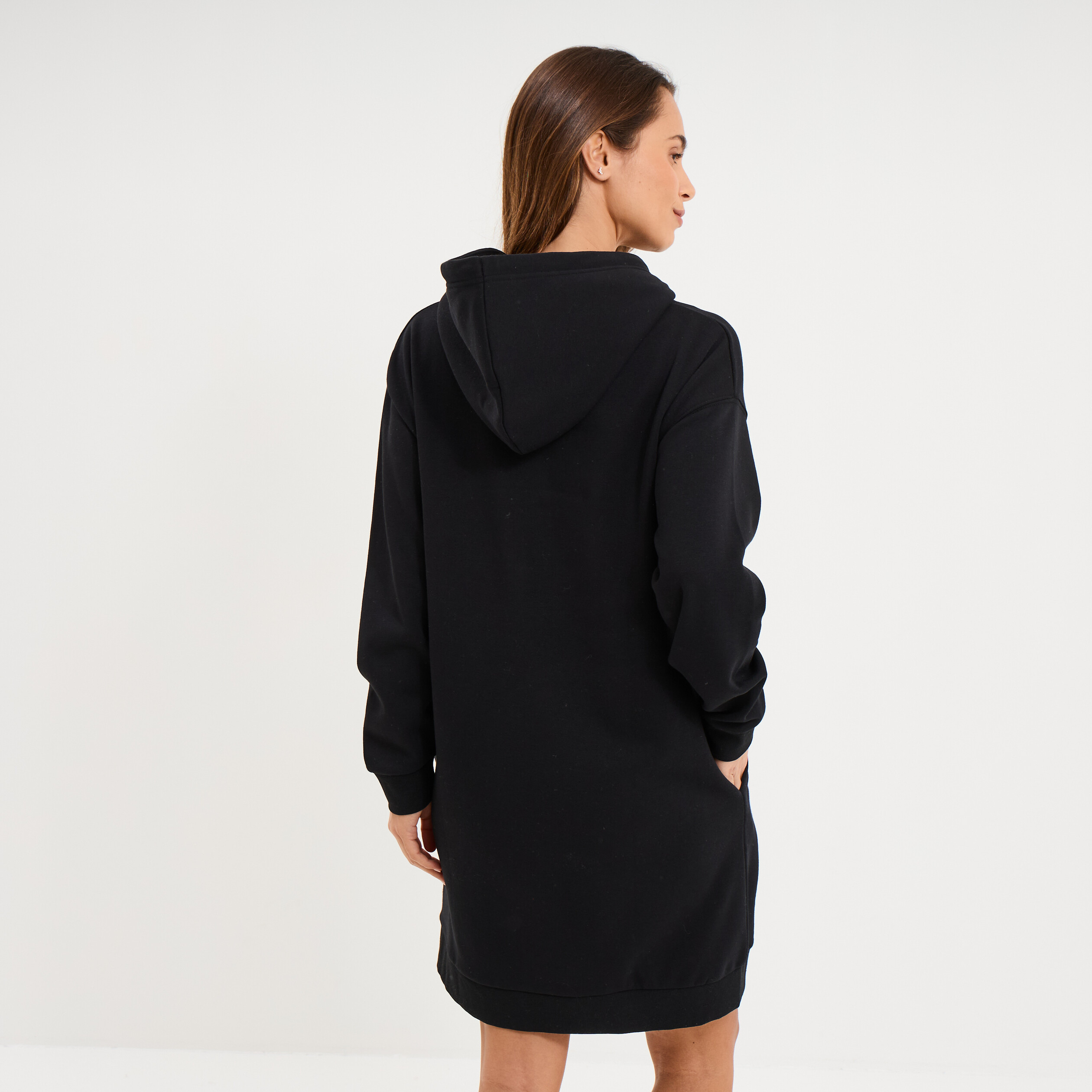 Robe sweat &agrave; capuche noir femme