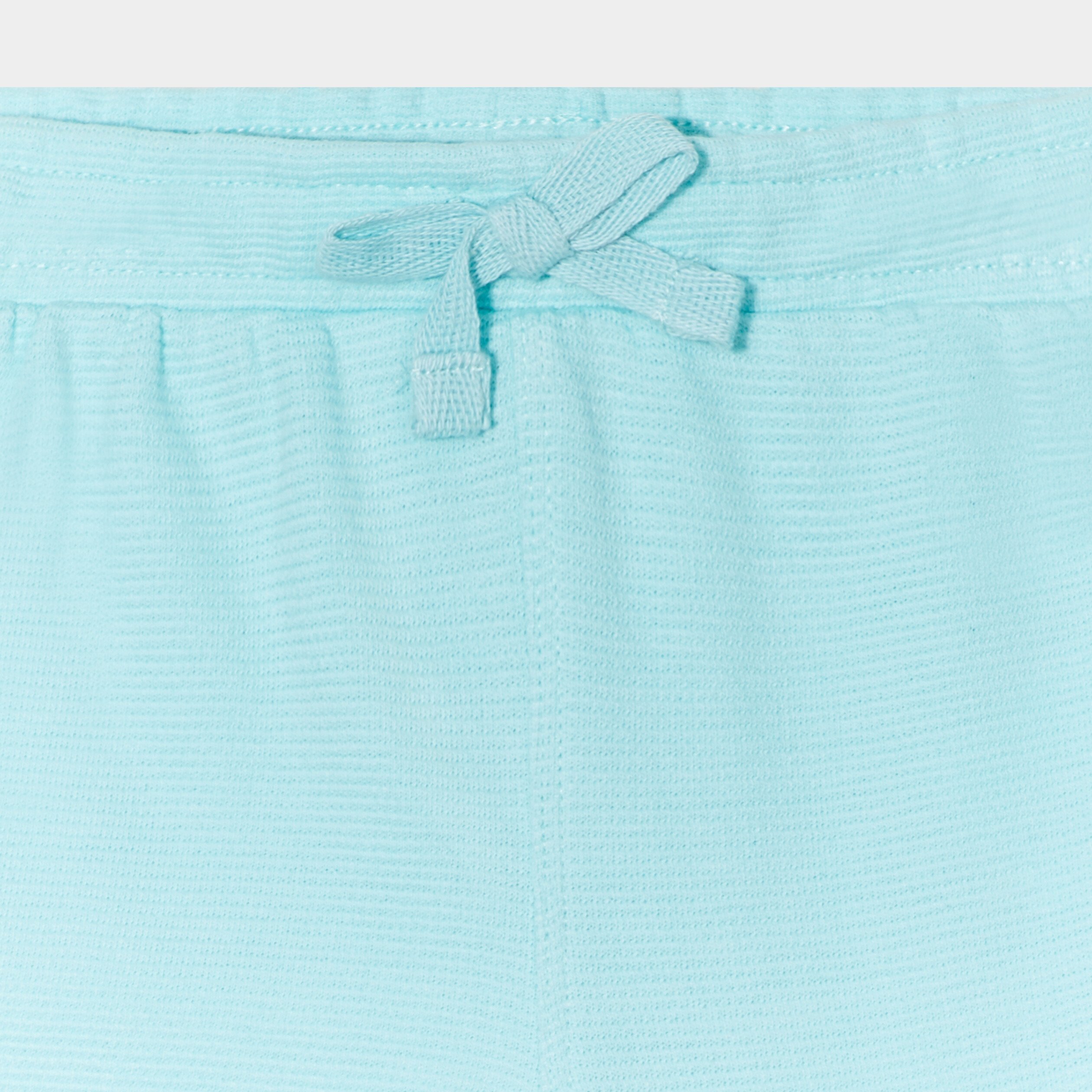 short avec noeud taille elastiquee coton bleu turquoise bebeg Short avec noeud taille élastiquée coton bleu turquoise bébé garçon