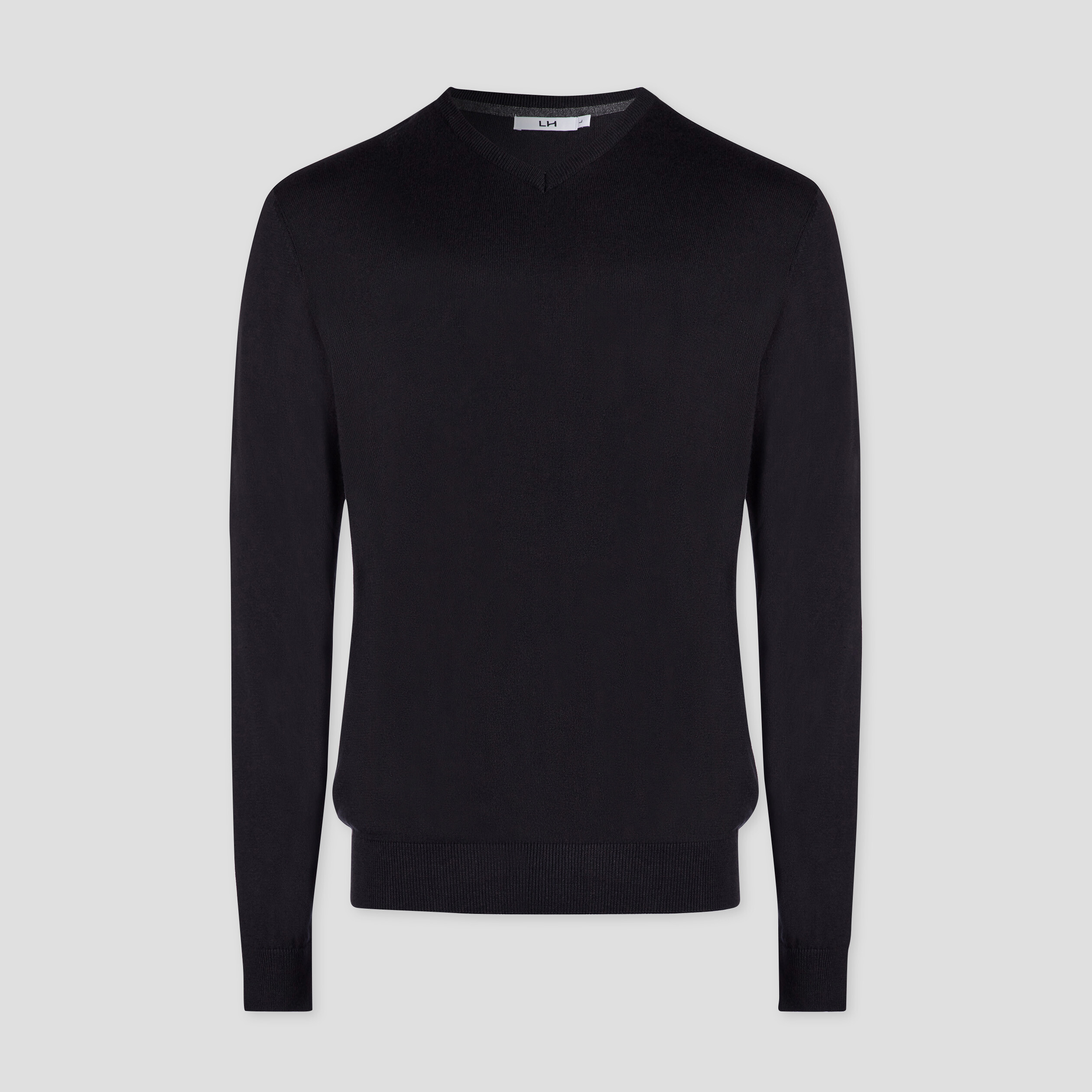 Pull homme noir col V slim