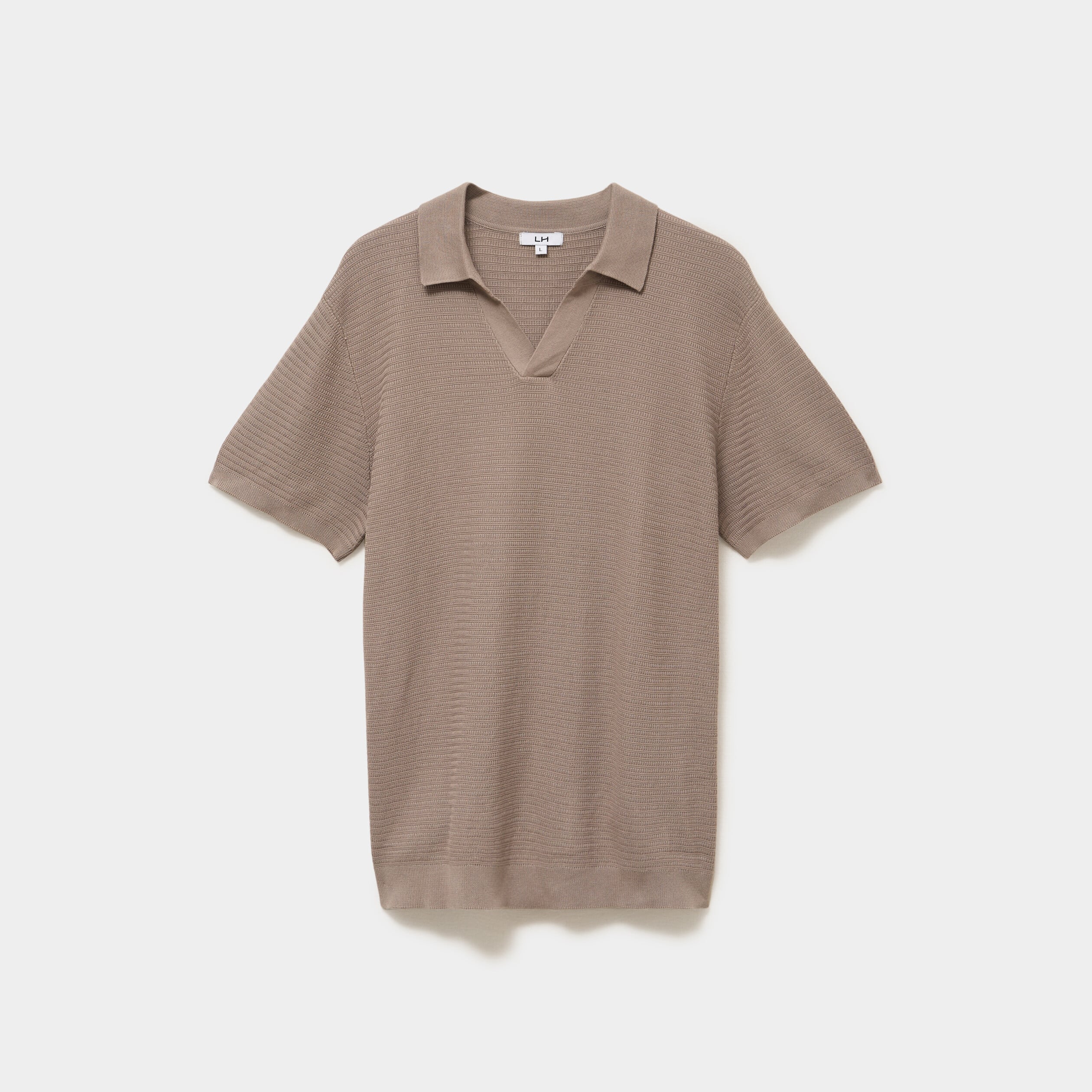 Polo manches courtes textur&eacute; coton marron homme