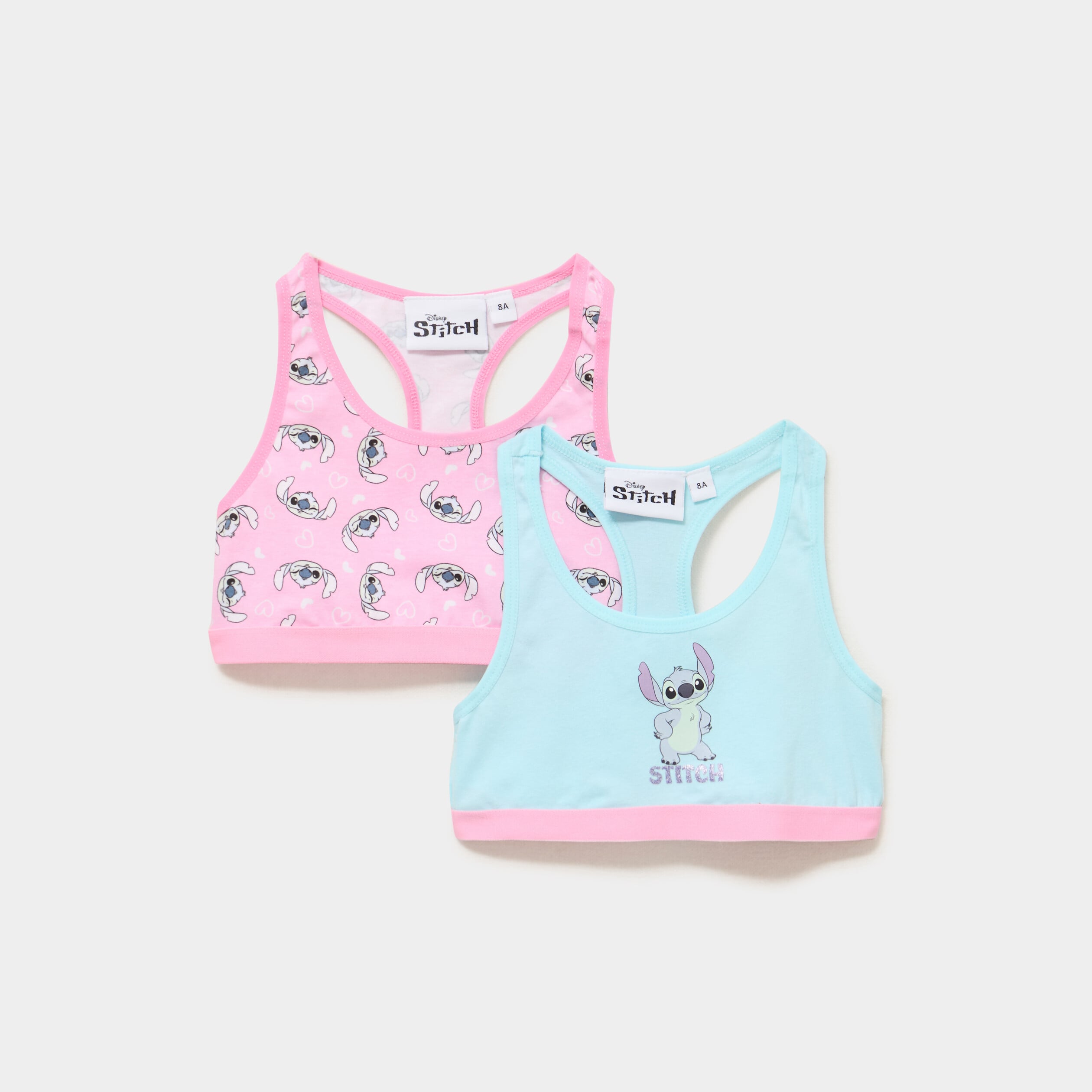 Lot 2 brassi&egrave;res dos nageur Stitch rose fille