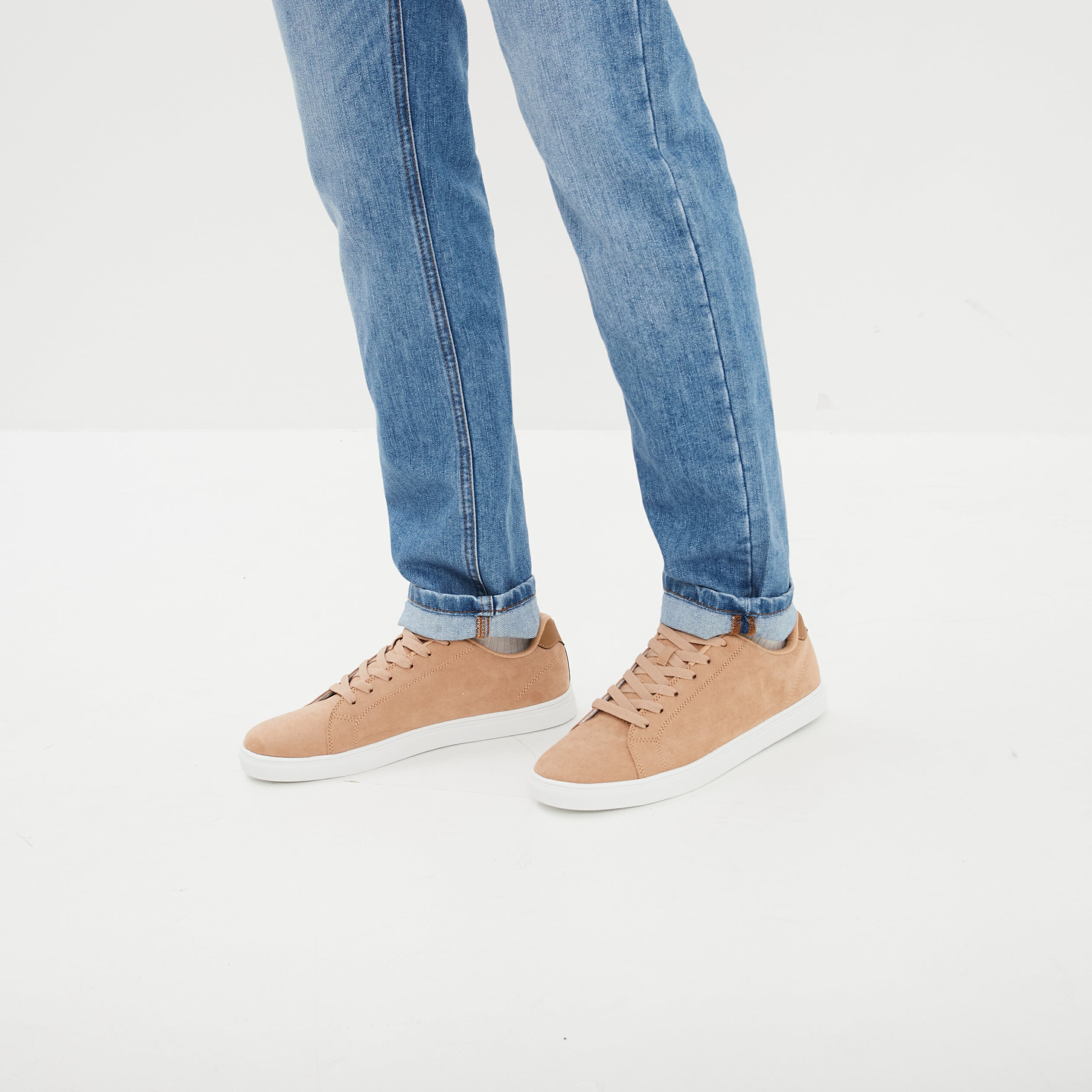 Tennis &agrave; lacets beige homme