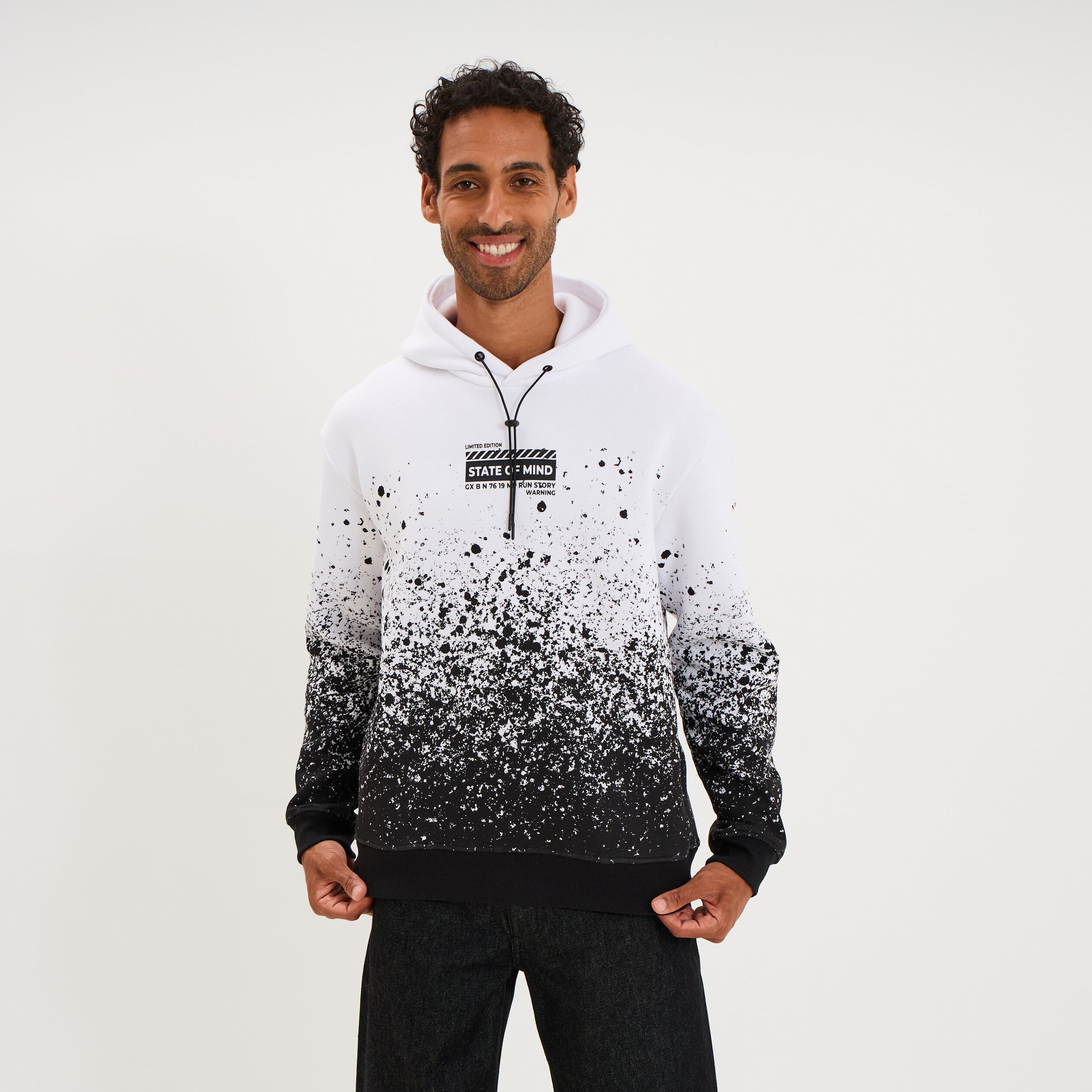 Sweat hoodie &agrave; capuche blanc homme