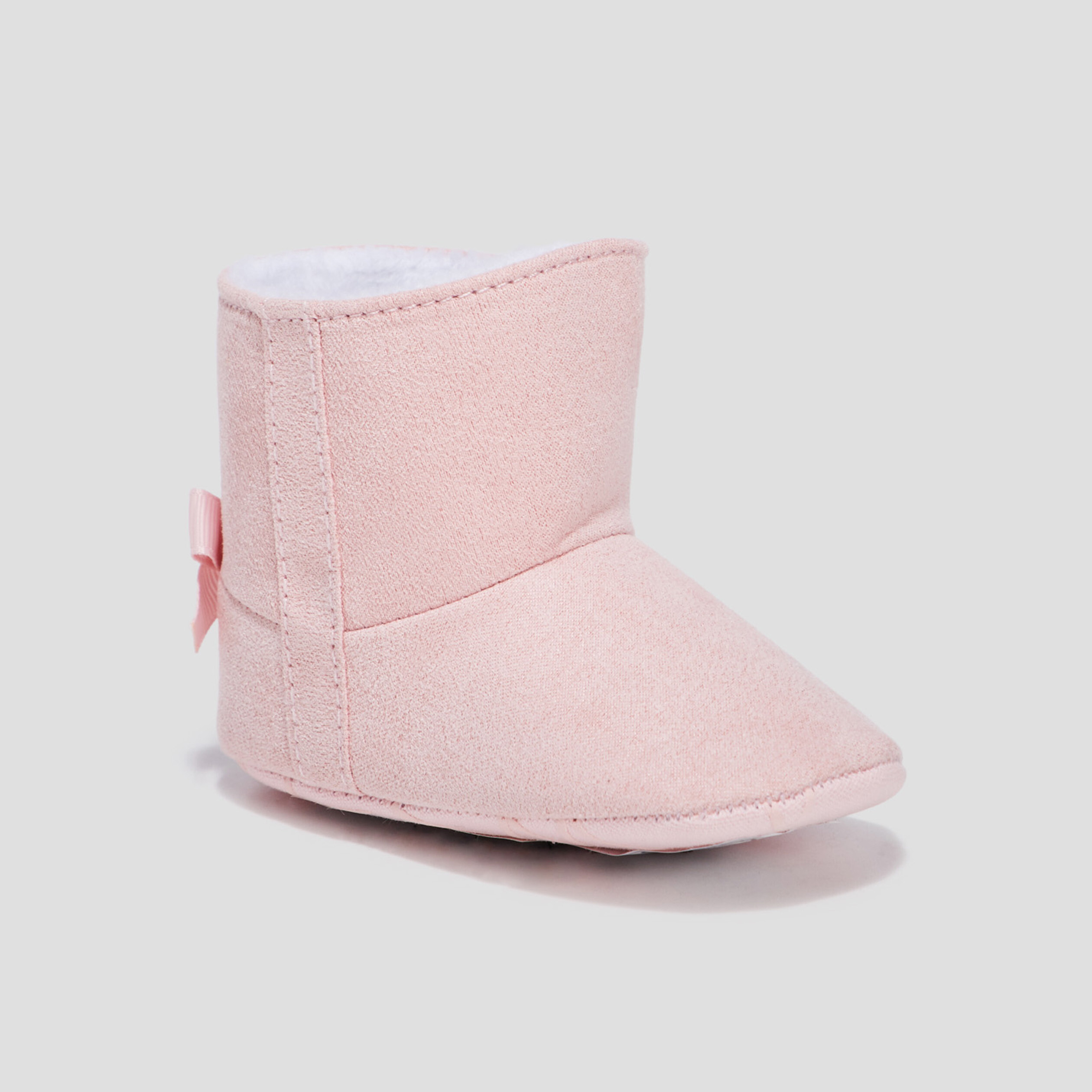 Bottines avec noeuds rose bébé fille