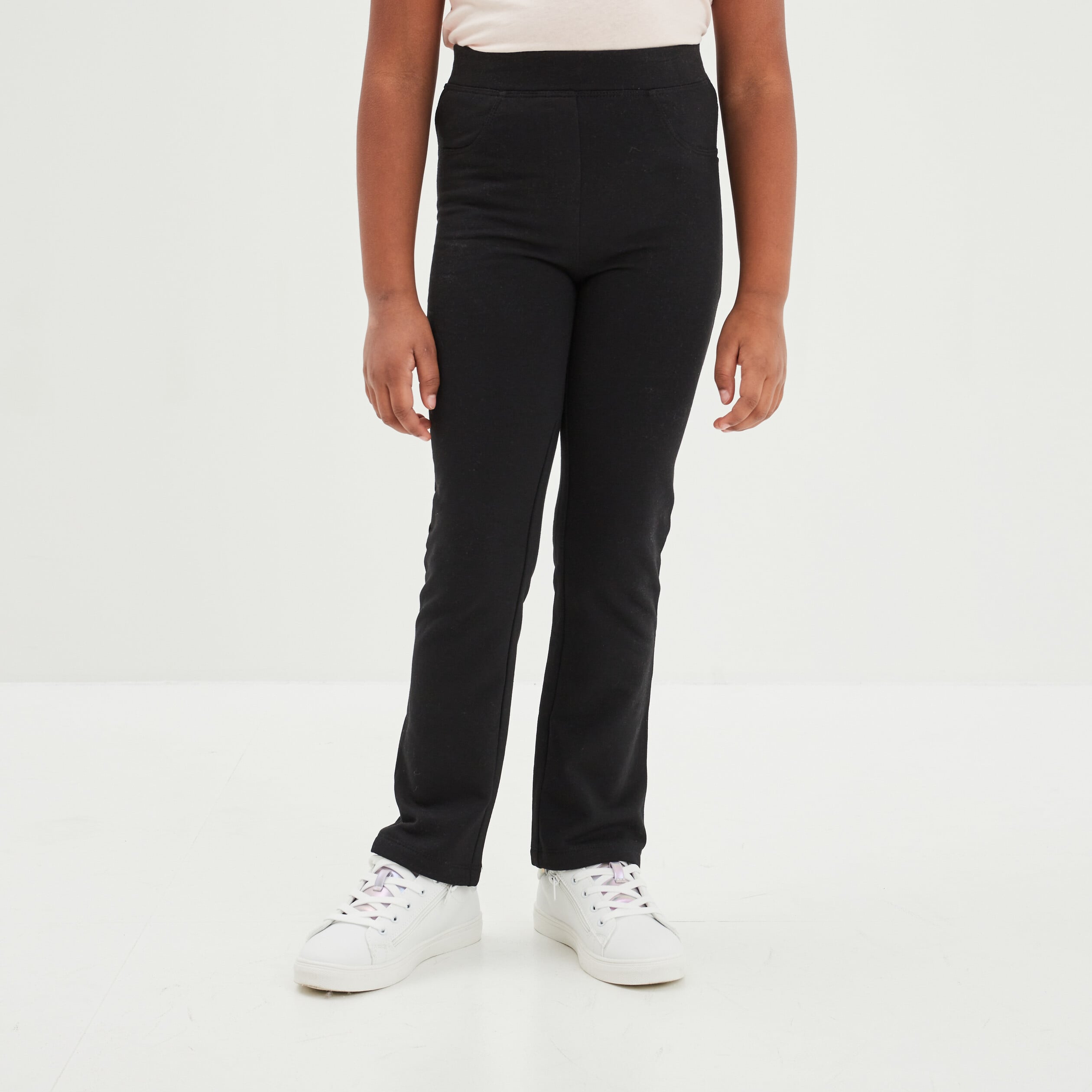 Pantalon tregging flare en molleton noir fille
