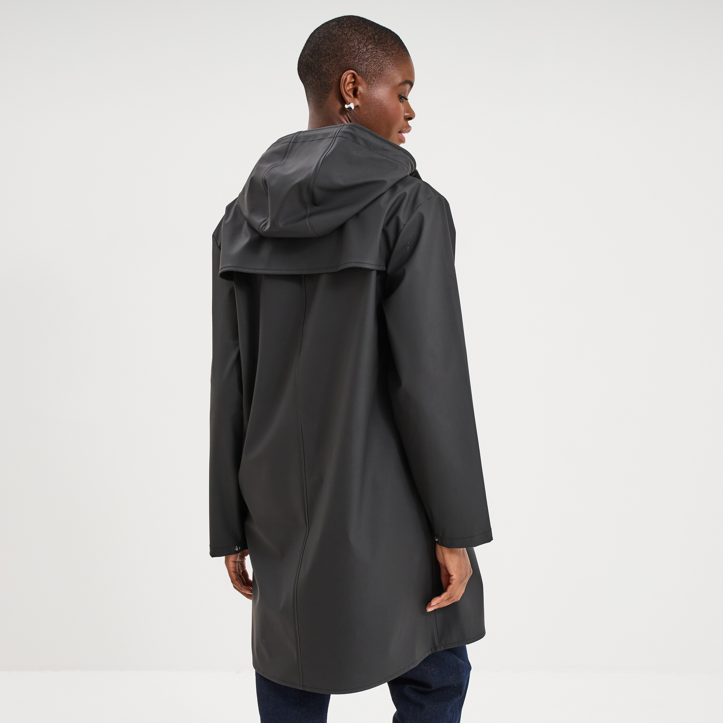 Parka imperm&eacute;able coupe-vent &agrave; capuche noir femme