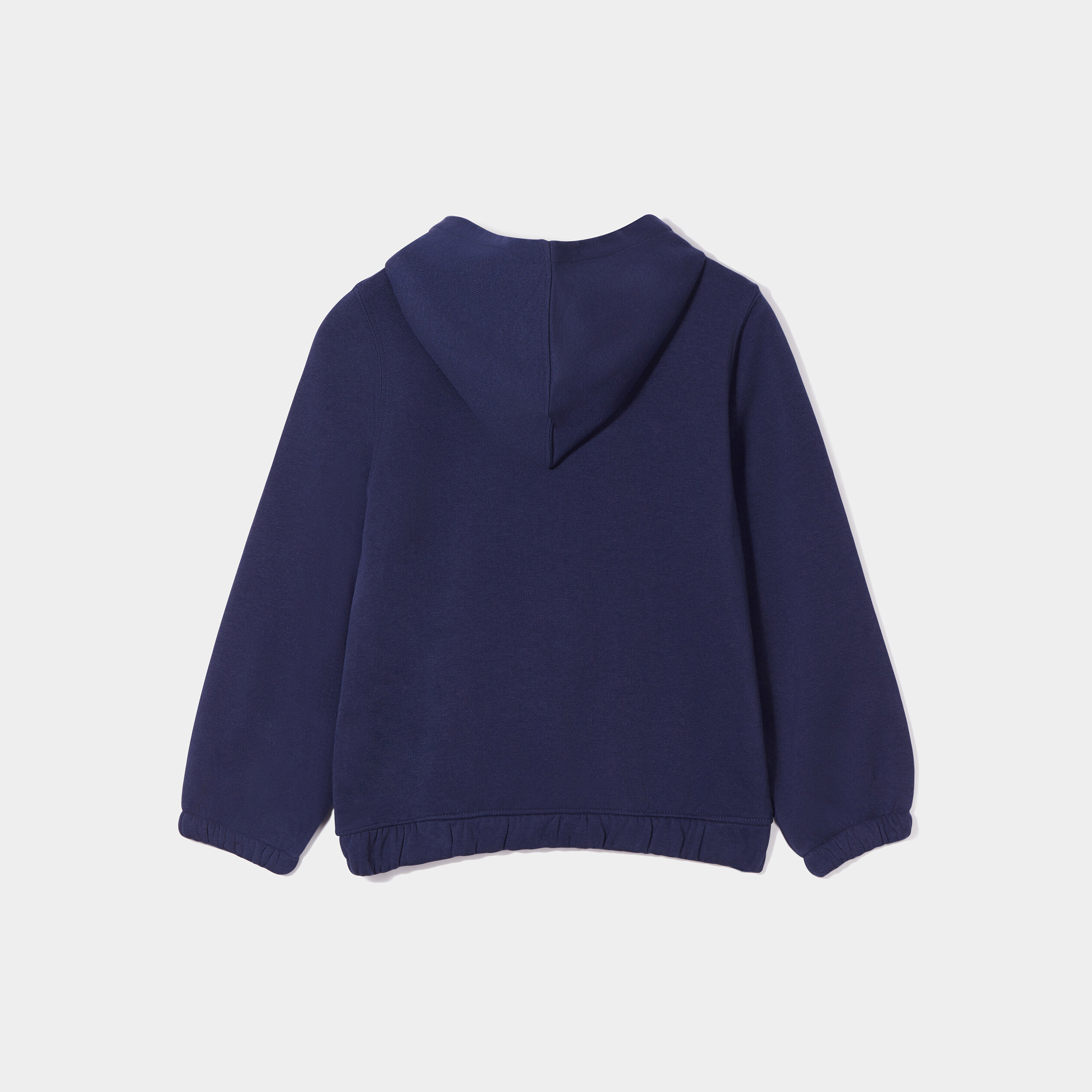 Sweat zippé molleton à capuche bleu marine fille