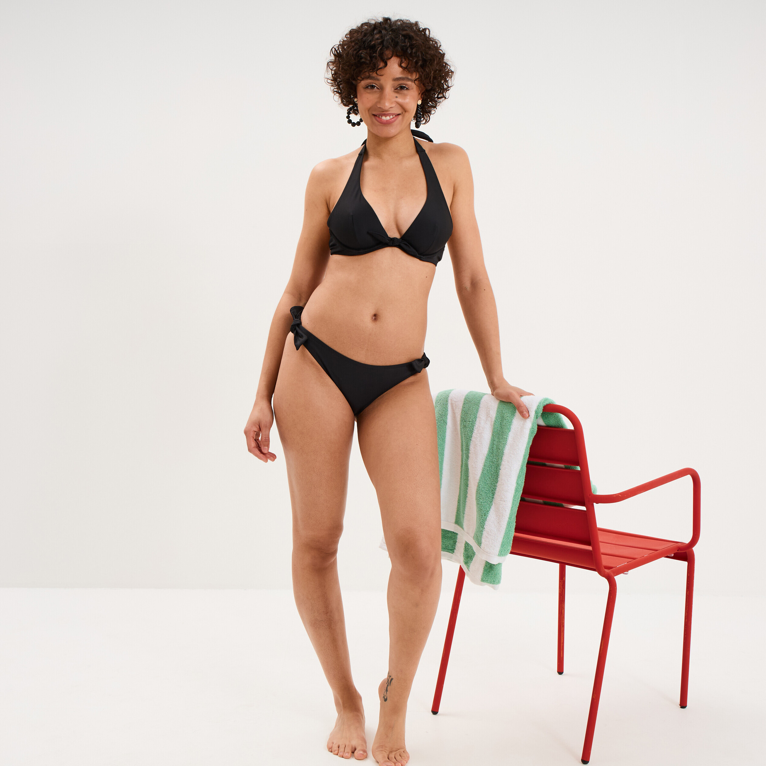 Haut de maillot de bain foulard &agrave; nouer noir femme