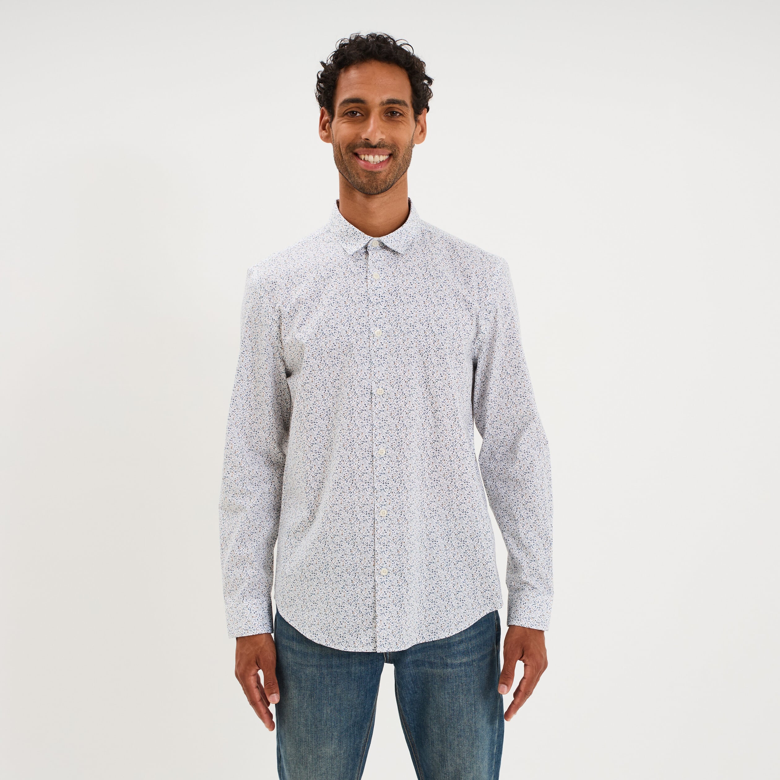 Chemise ajust&eacute;e manches longues multicolore homme