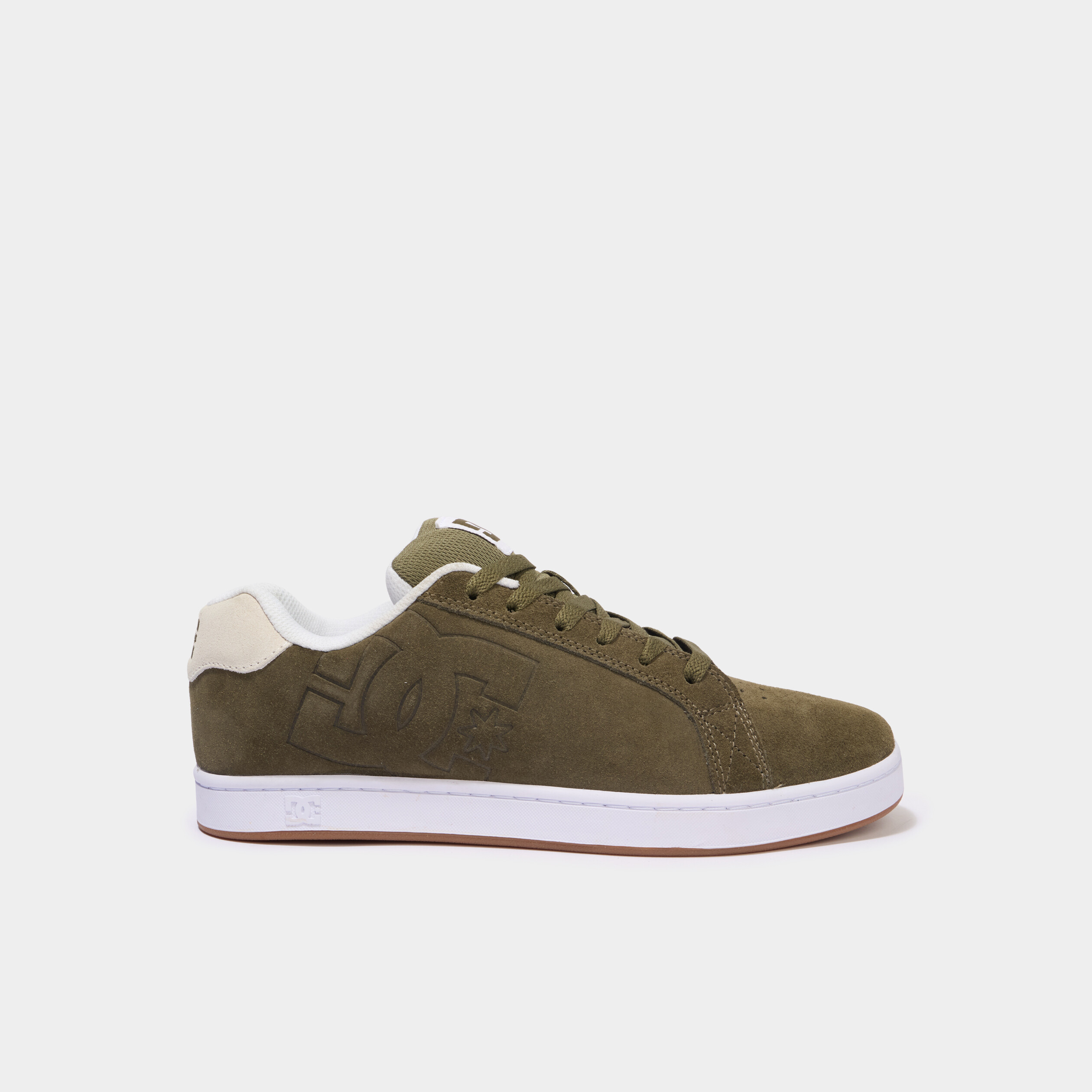 Tennis basses en cuir &agrave; lacets vert kaki homme
