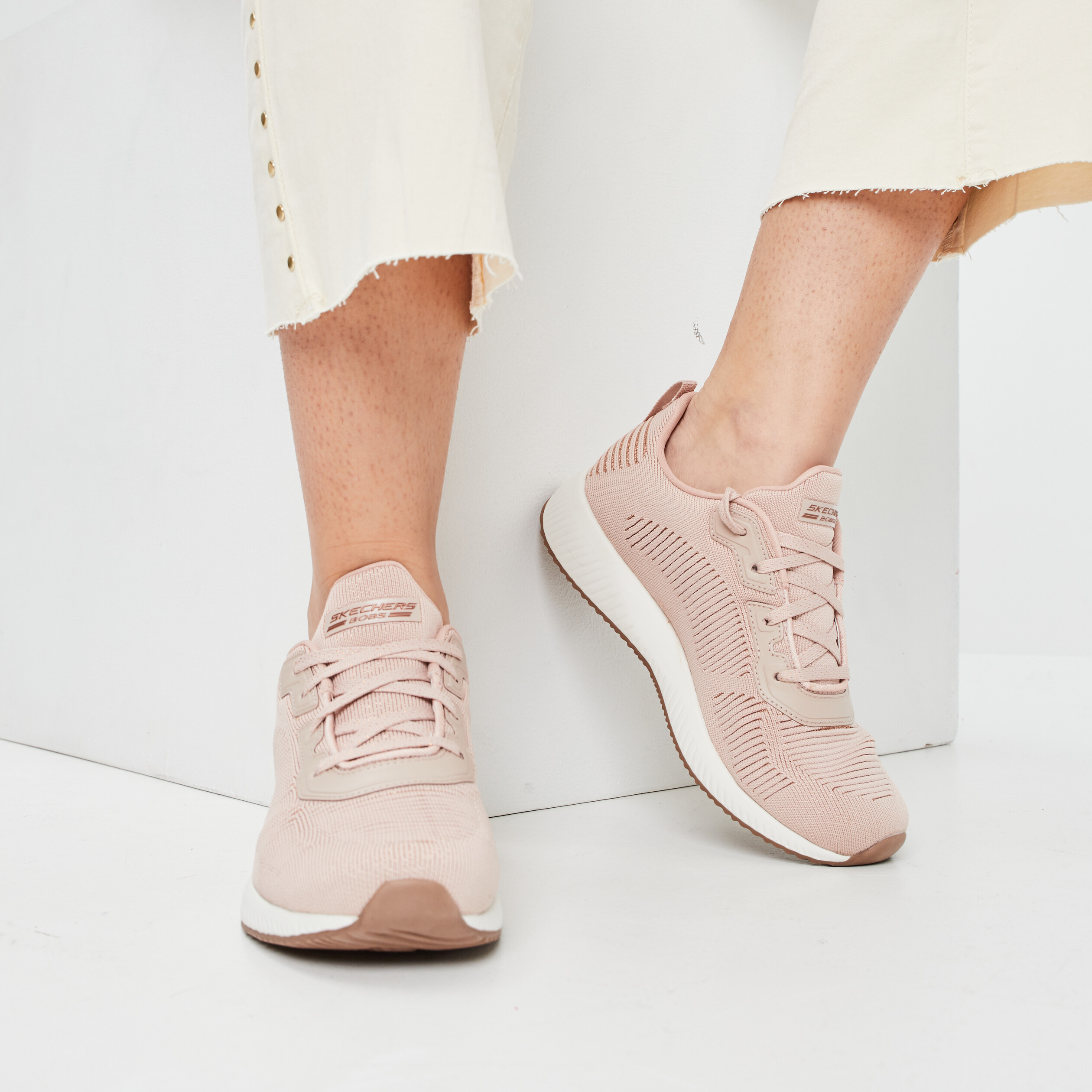 runnings a lacets skechers bob squad rose femme Runnings à lacets Skechers Bob Squad rose femme