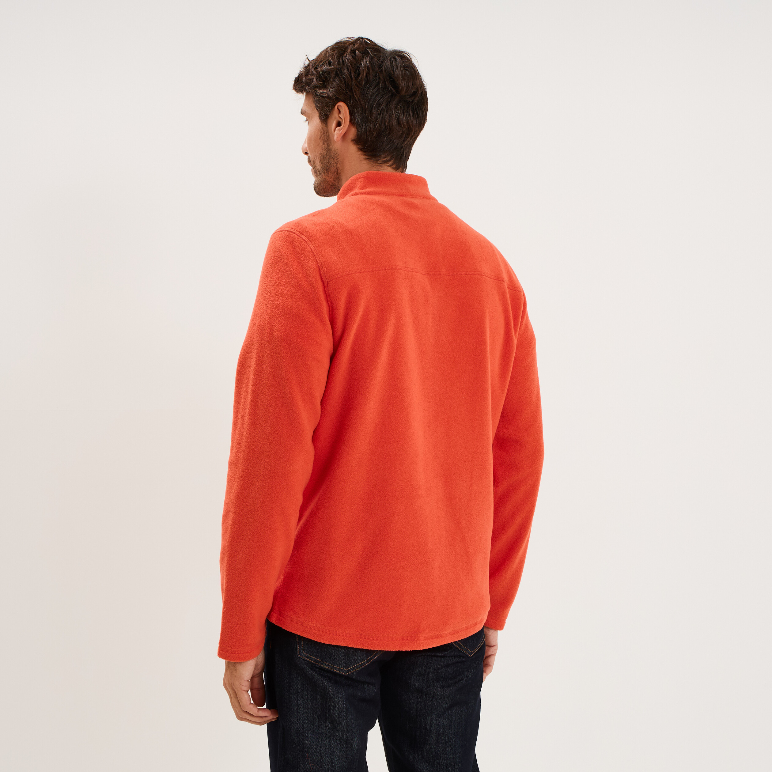 Sweat polaire col camionneur rouge homme