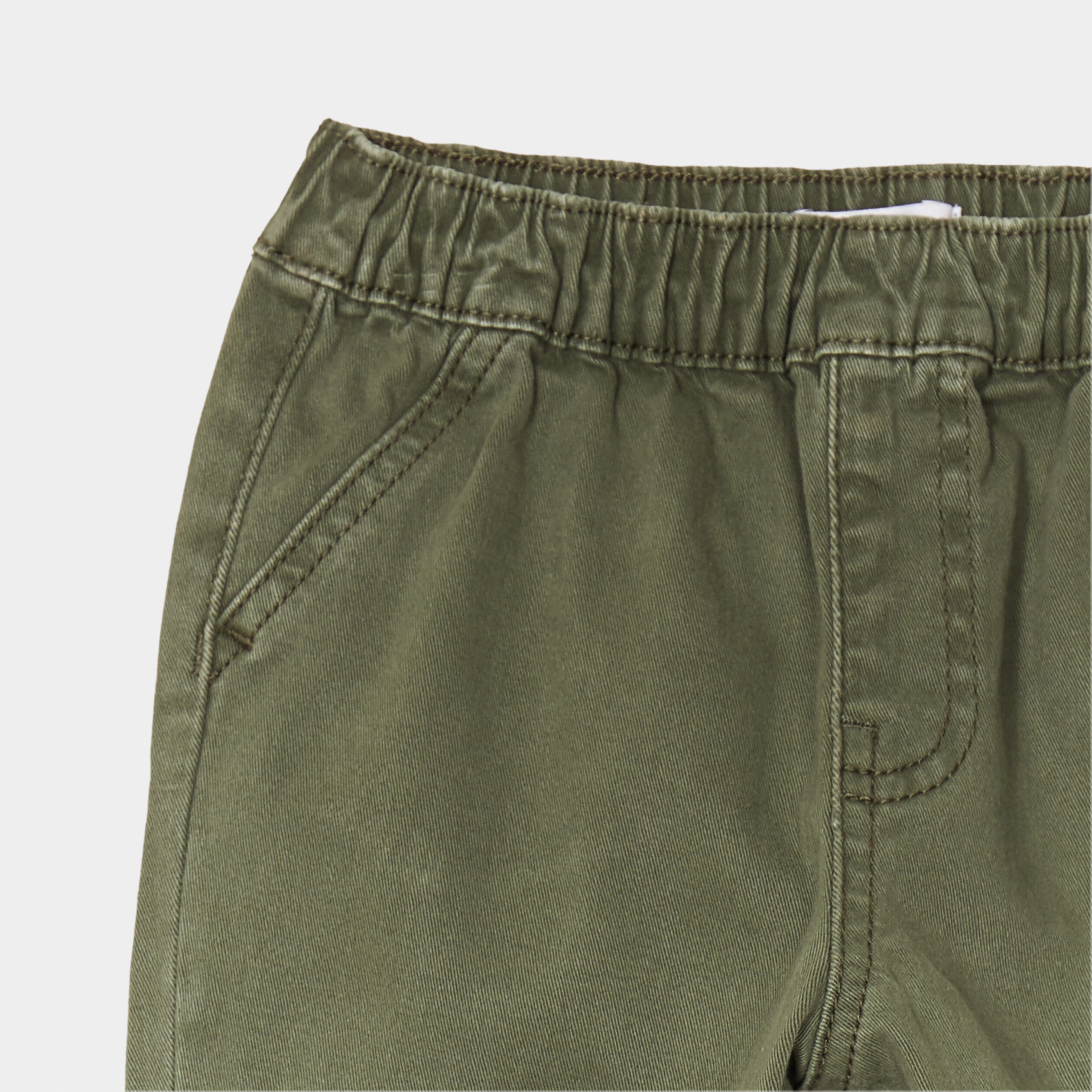 Pantalon jogger bas &eacute;lastiqu&eacute; coton vert kaki b&eacute;b&eacute; gar&ccedil;on