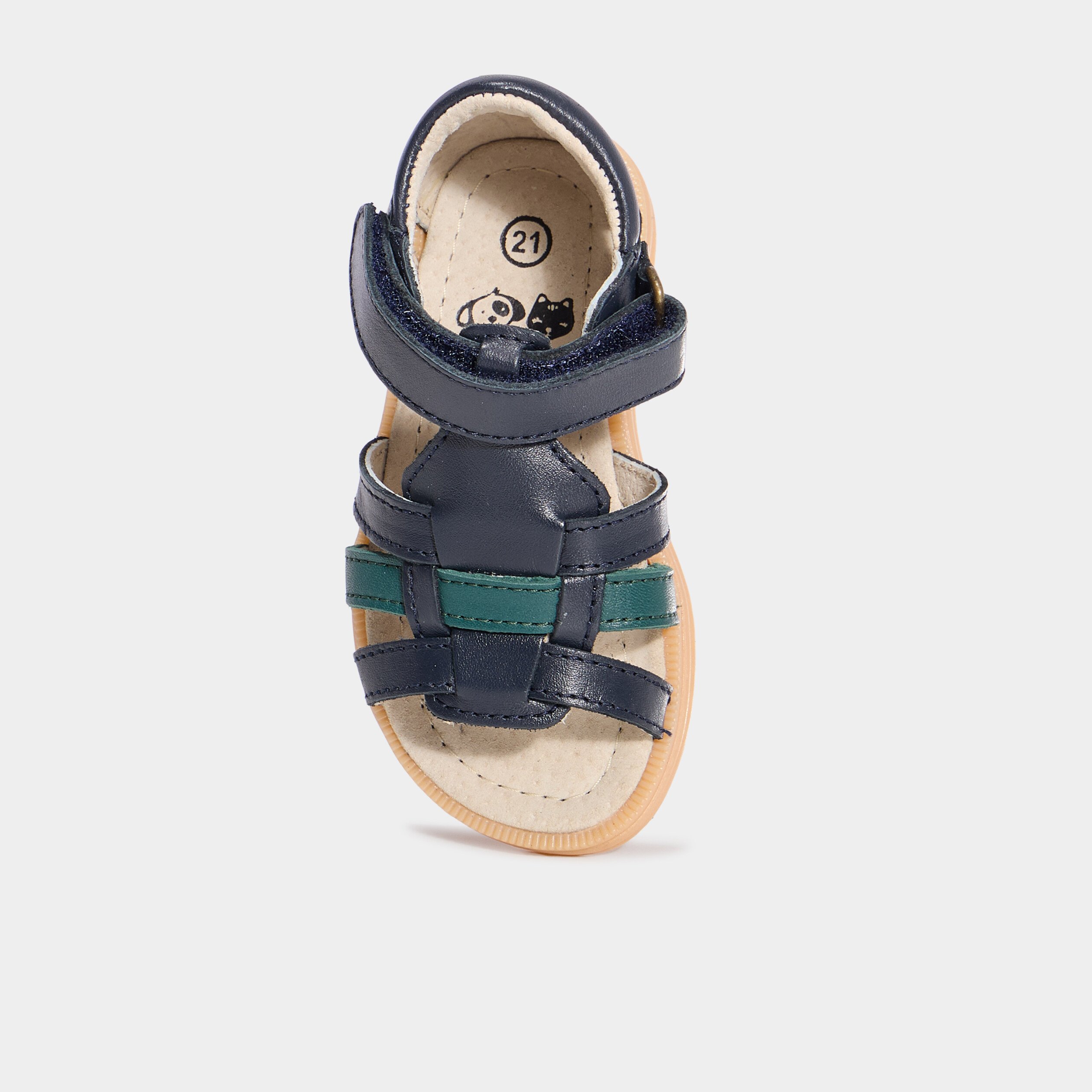 sandales en cuir bleu marine bebeg Sandales en cuir bleu marine bébé garçon