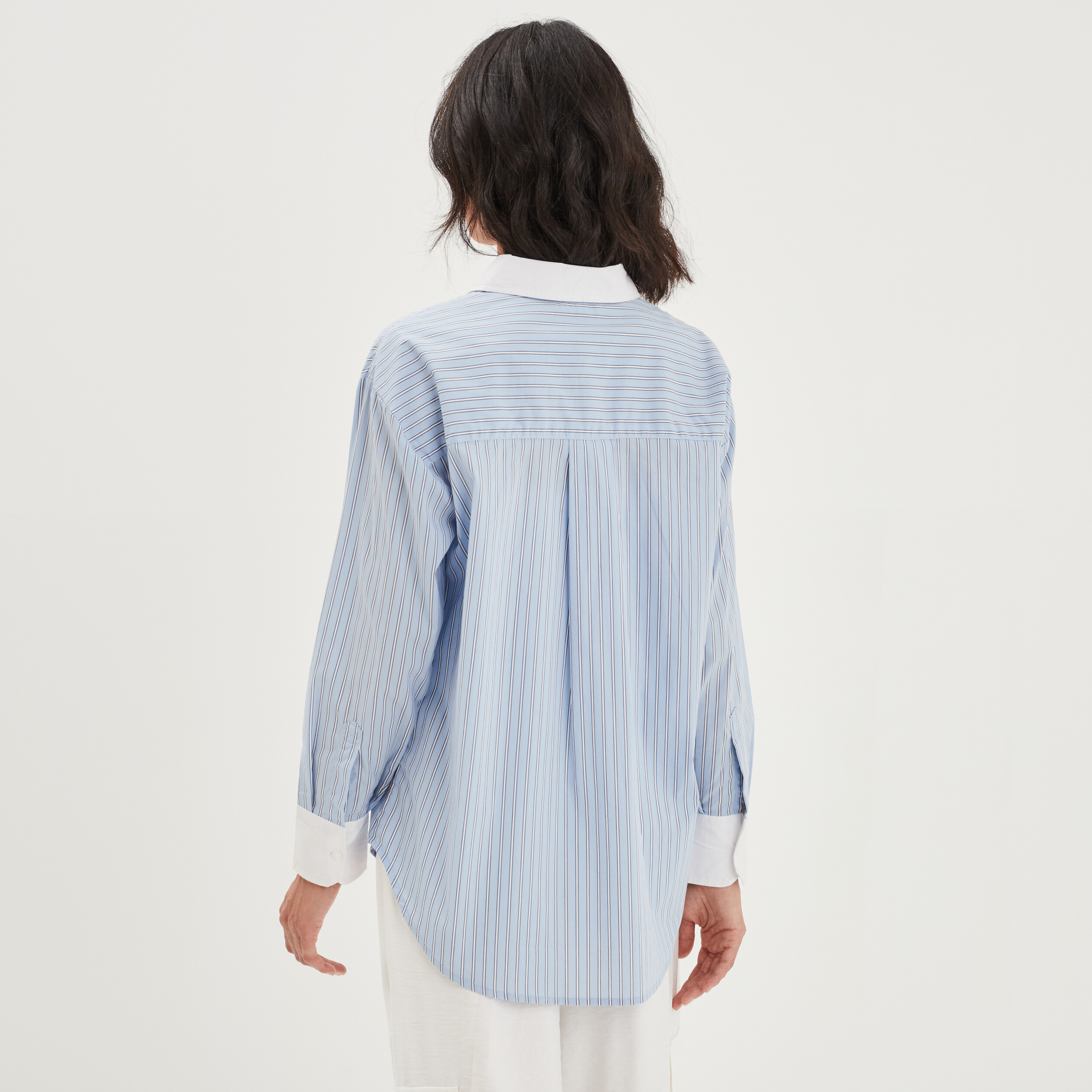 Chemise oversize manches longues bleu ciel femme
