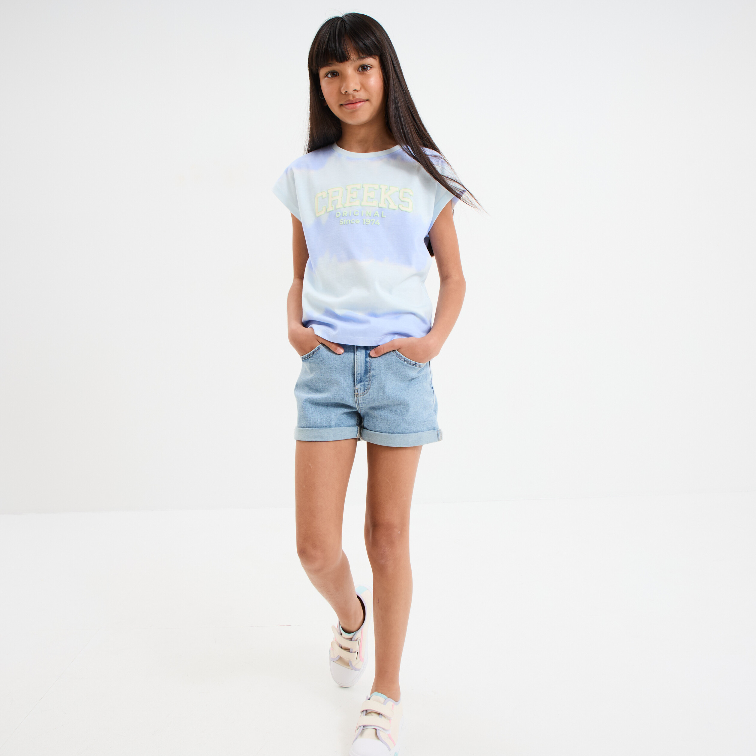 T-shirt manches courtes coton ecru fille