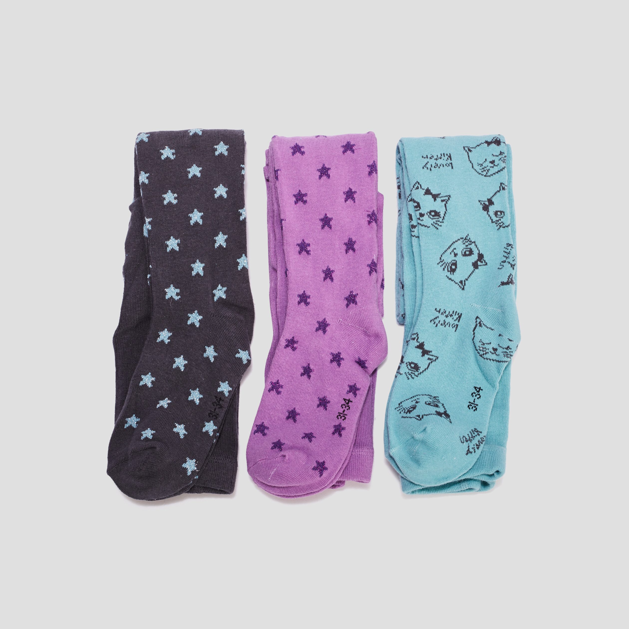 lot 3 collants a motifs multicolore fille Lot 3 collants à motifs multicolore fille
