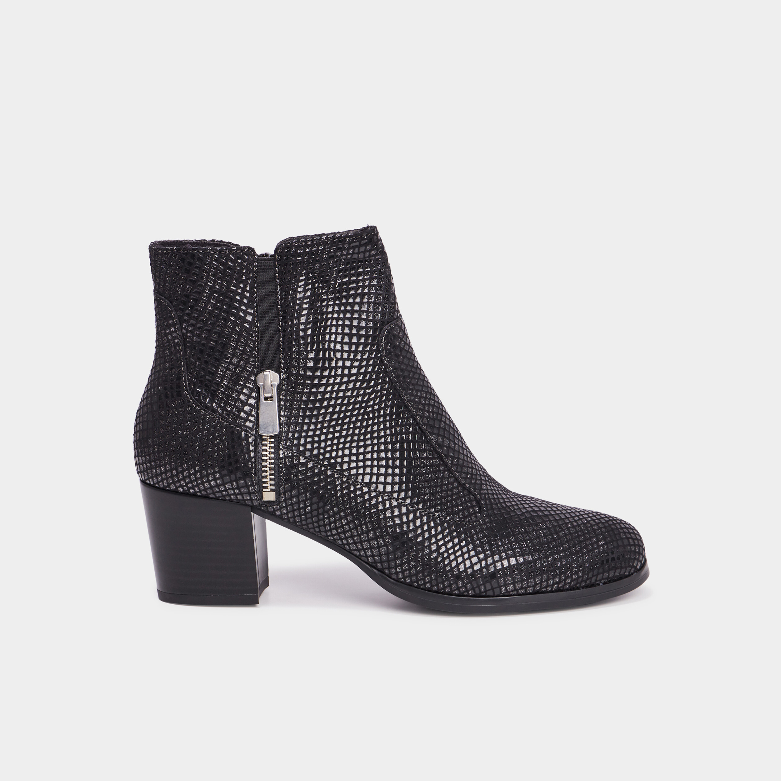 bottines talons en cuir bout amande noir femme Bottines talons en cuir bout amande noir femme