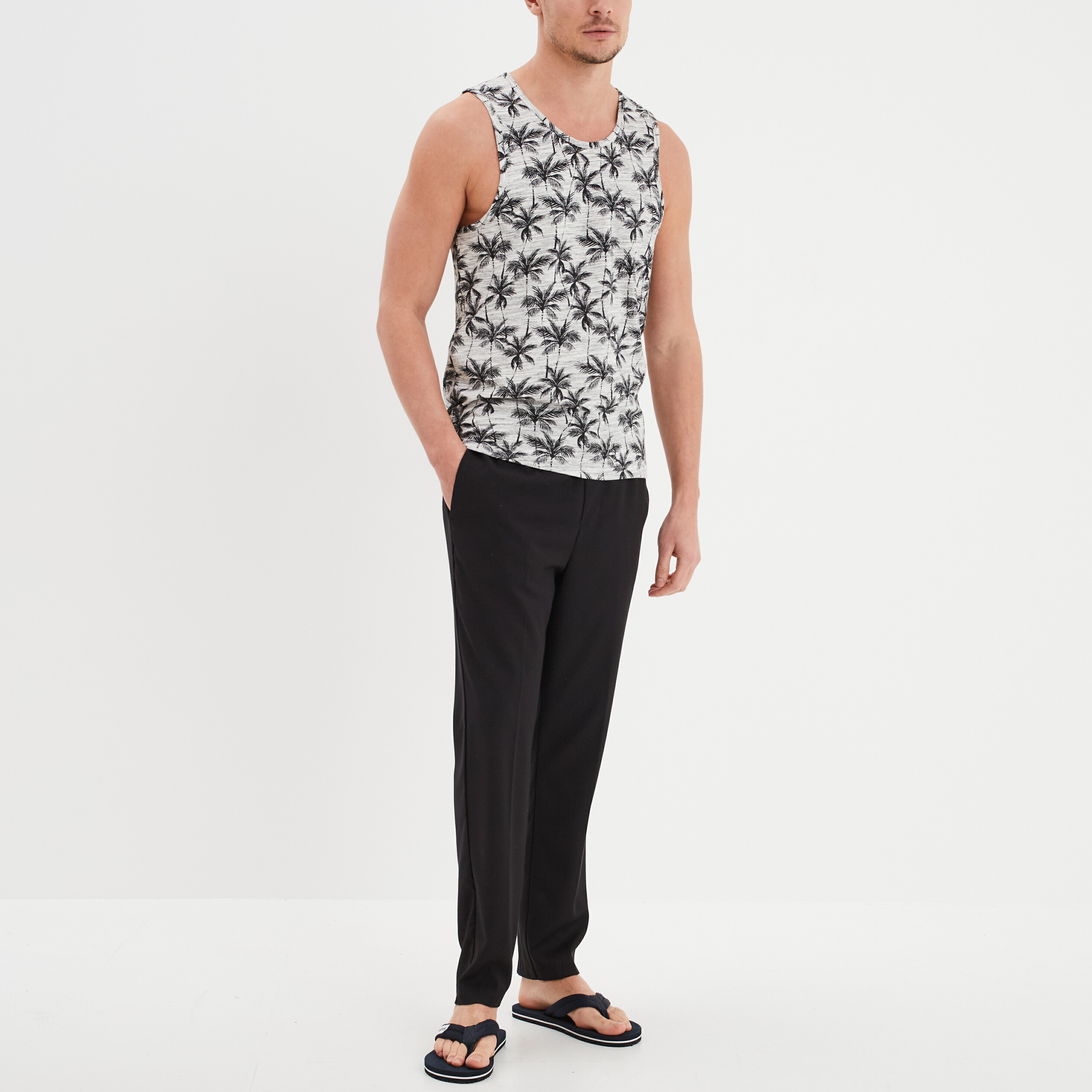 debardeur col rond coton liberto gris clair homme Débardeur col rond coton Liberto gris clair homme