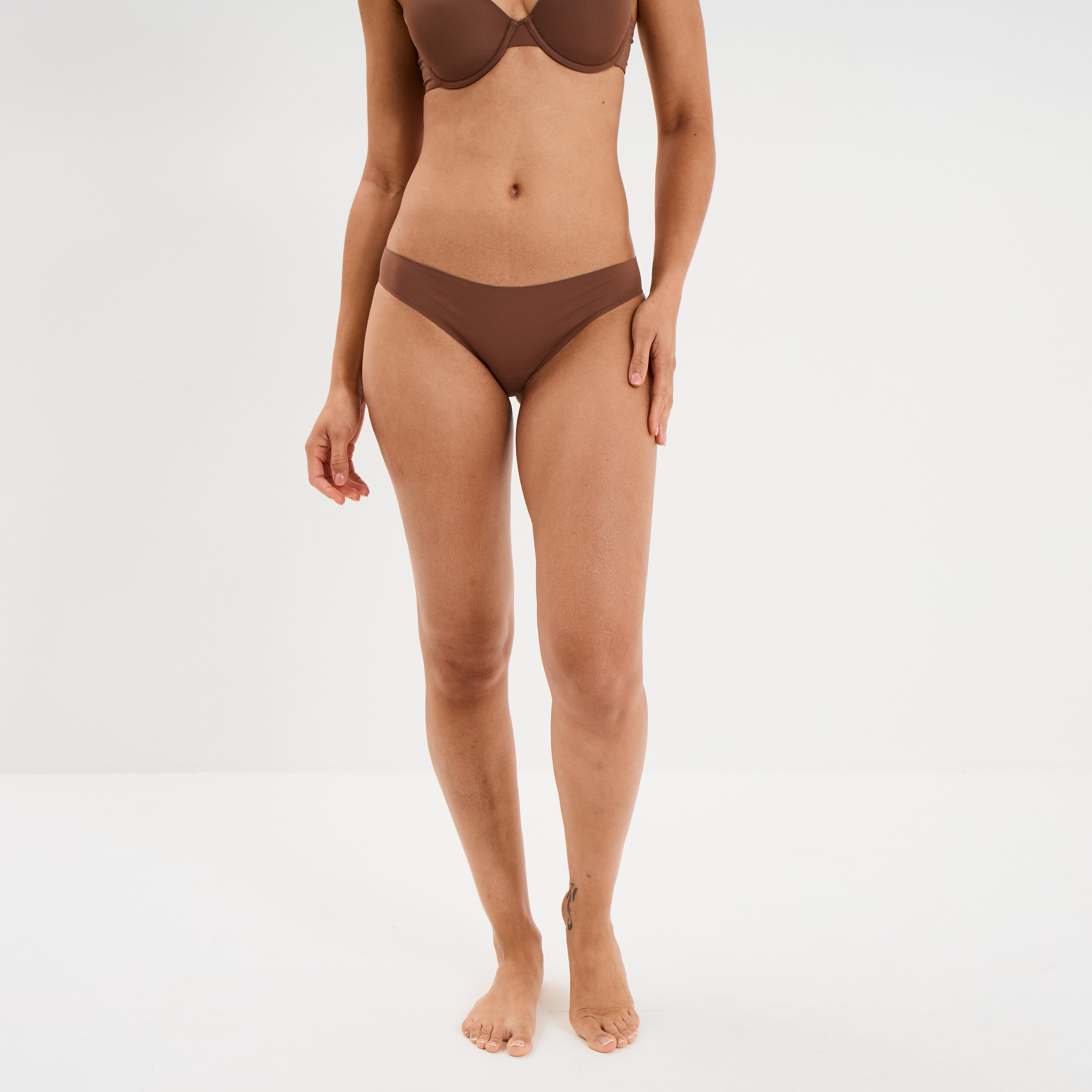 Culotte microfibre sans coutures marron femme