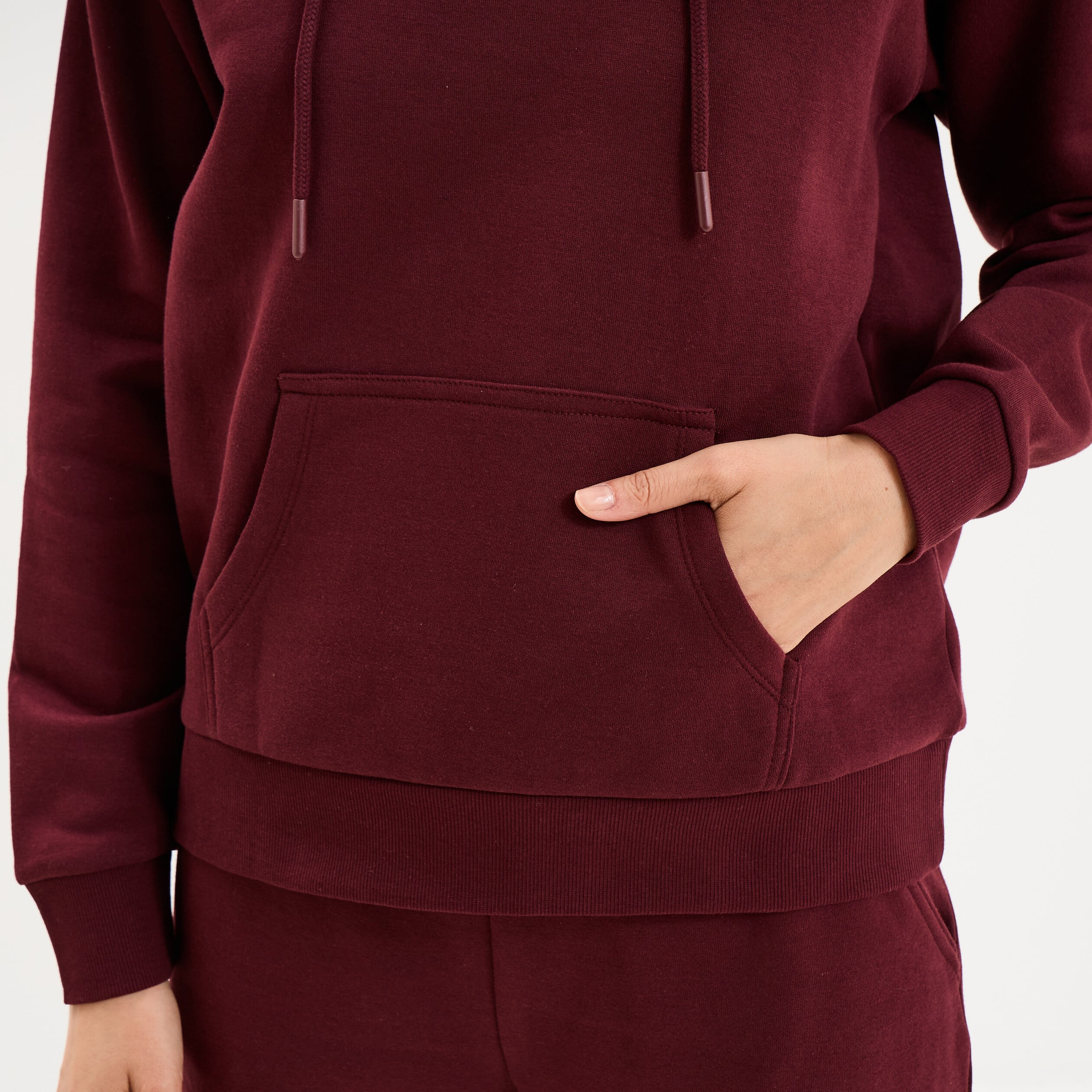 Sweat hoodie 1 poche &agrave; capuche violet fonc&eacute; femme