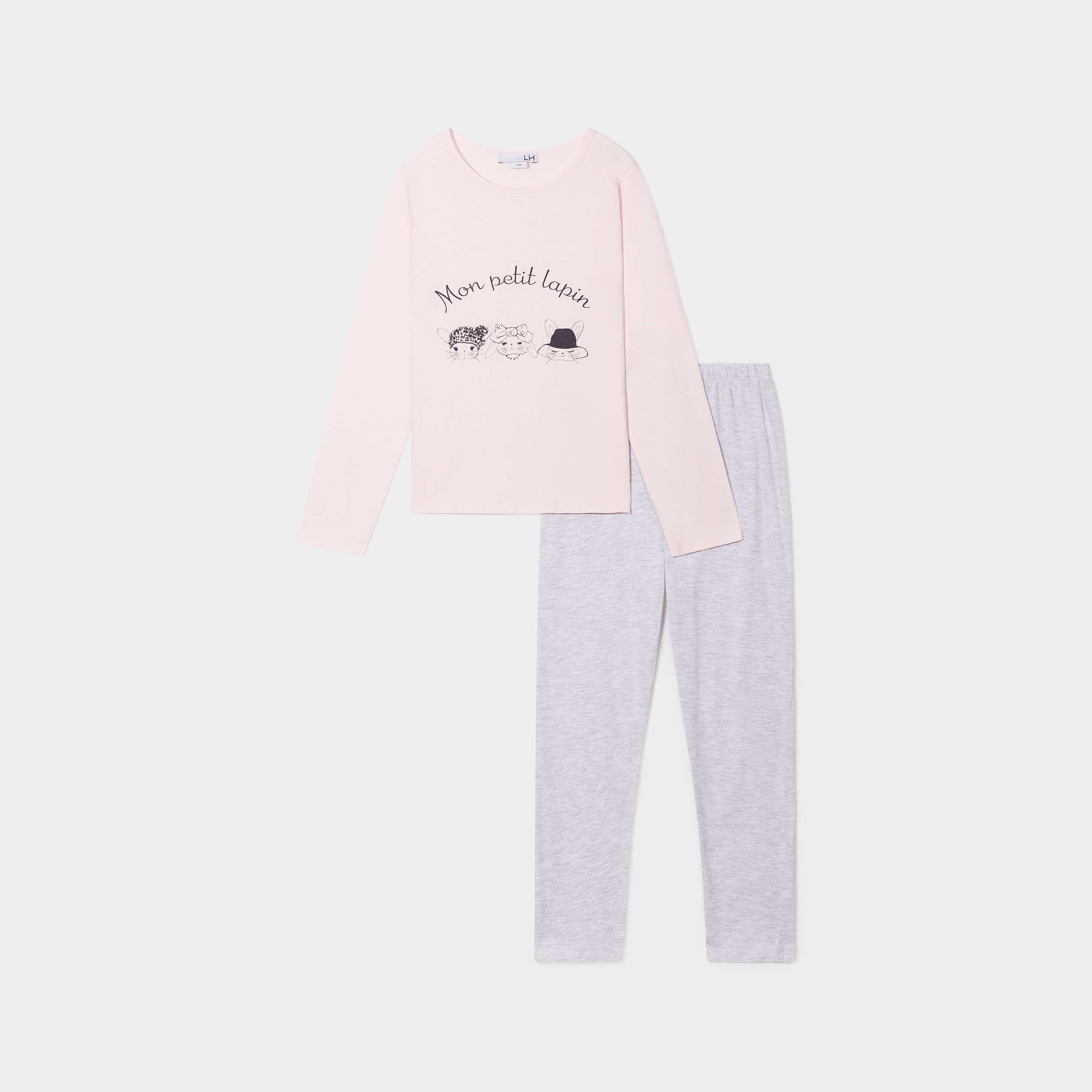 ensemble pyjama pantalon 2 pieces rose poudree fille Ensemble pyjama pantalon 2 pièces rose poudrée fille