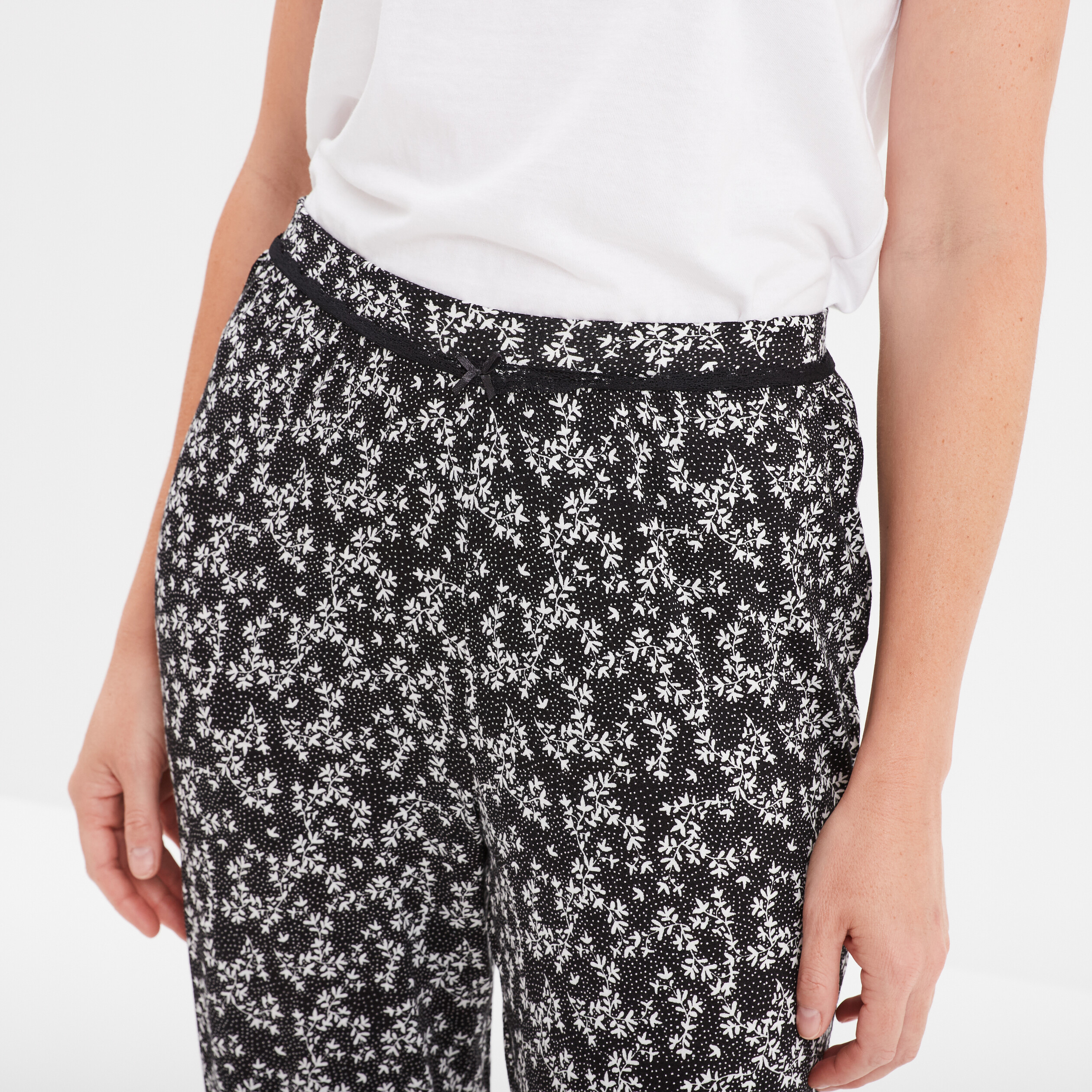pantalon de pyjama droit fluide noir femme Pantalon de pyjama droit fluide noir femme