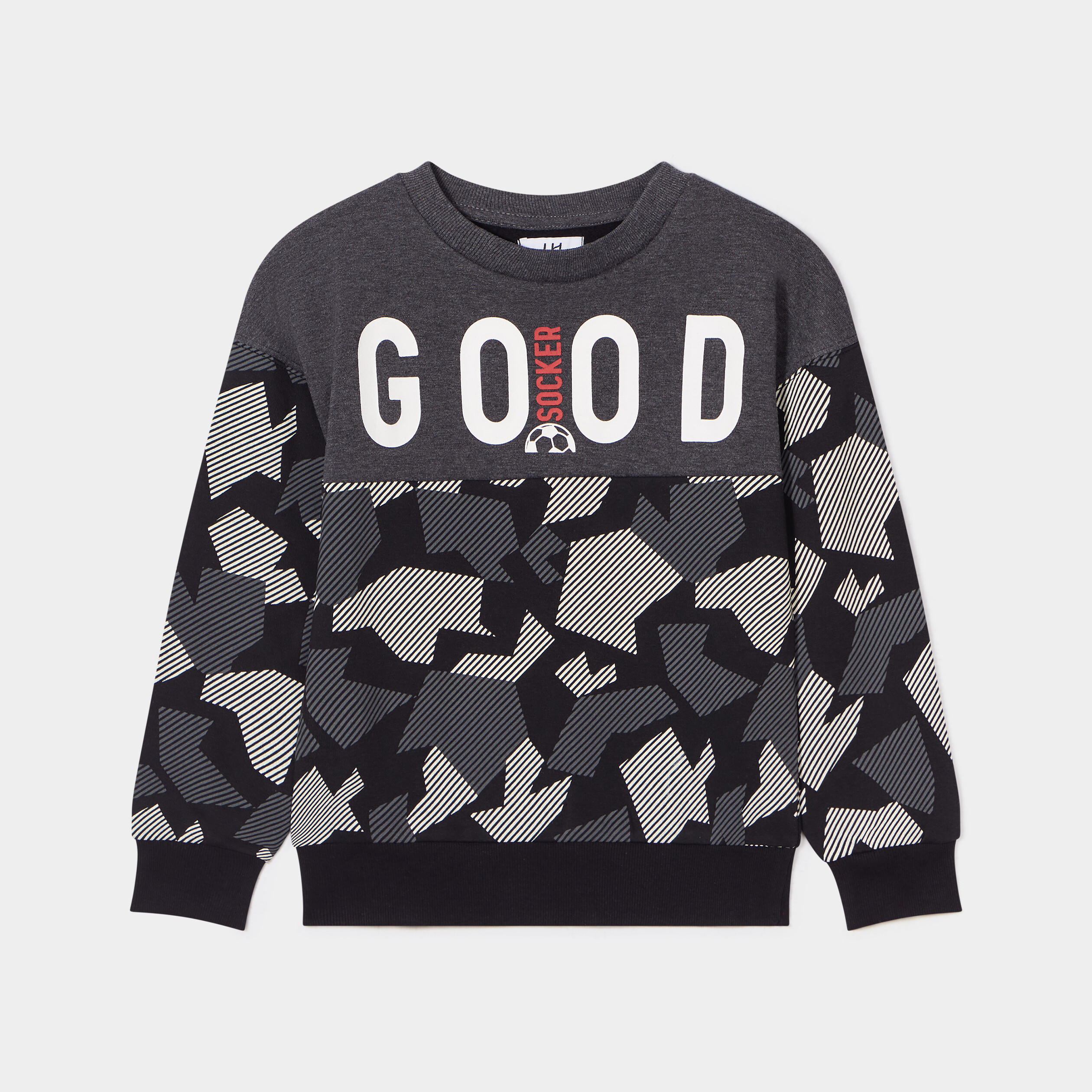 sweat col rond manches longues noir garcon Sweat col rond manches longues noir garçon