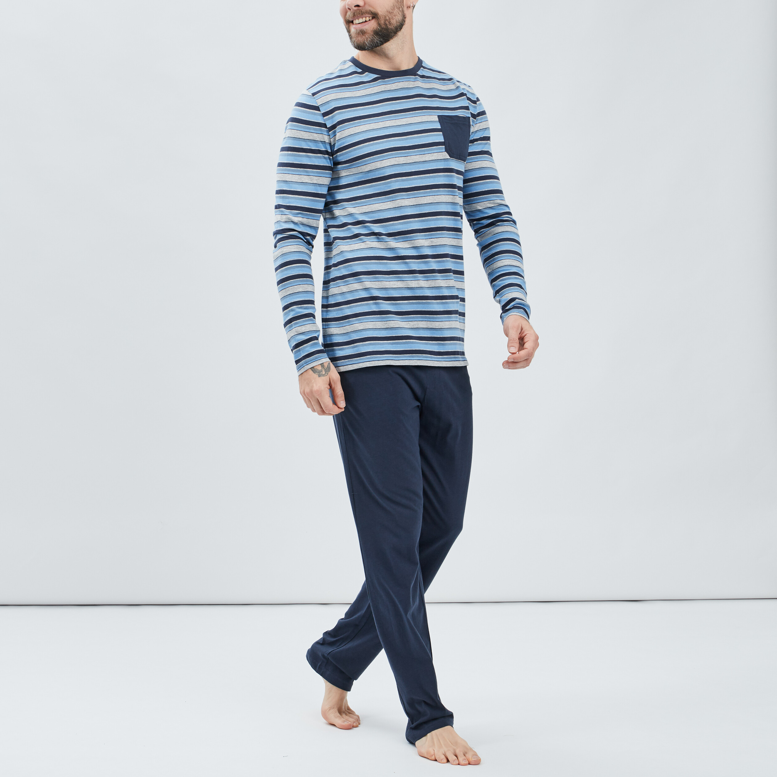 Ensemble pyjama 2 pièces bleu marine homme