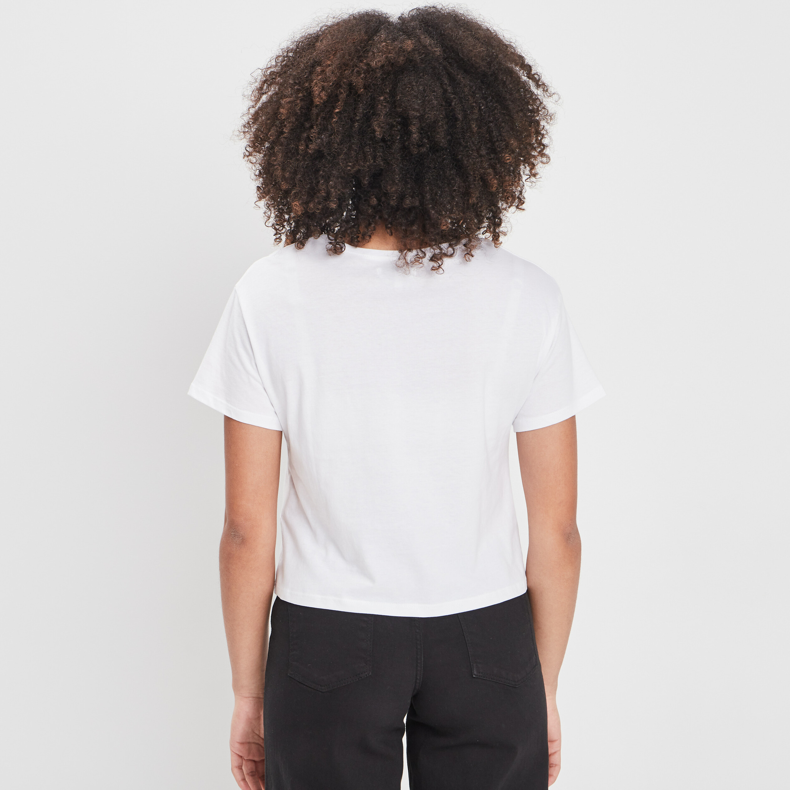 t shirt cropped col rond blanc femme T-shirt cropped col rond blanc femme