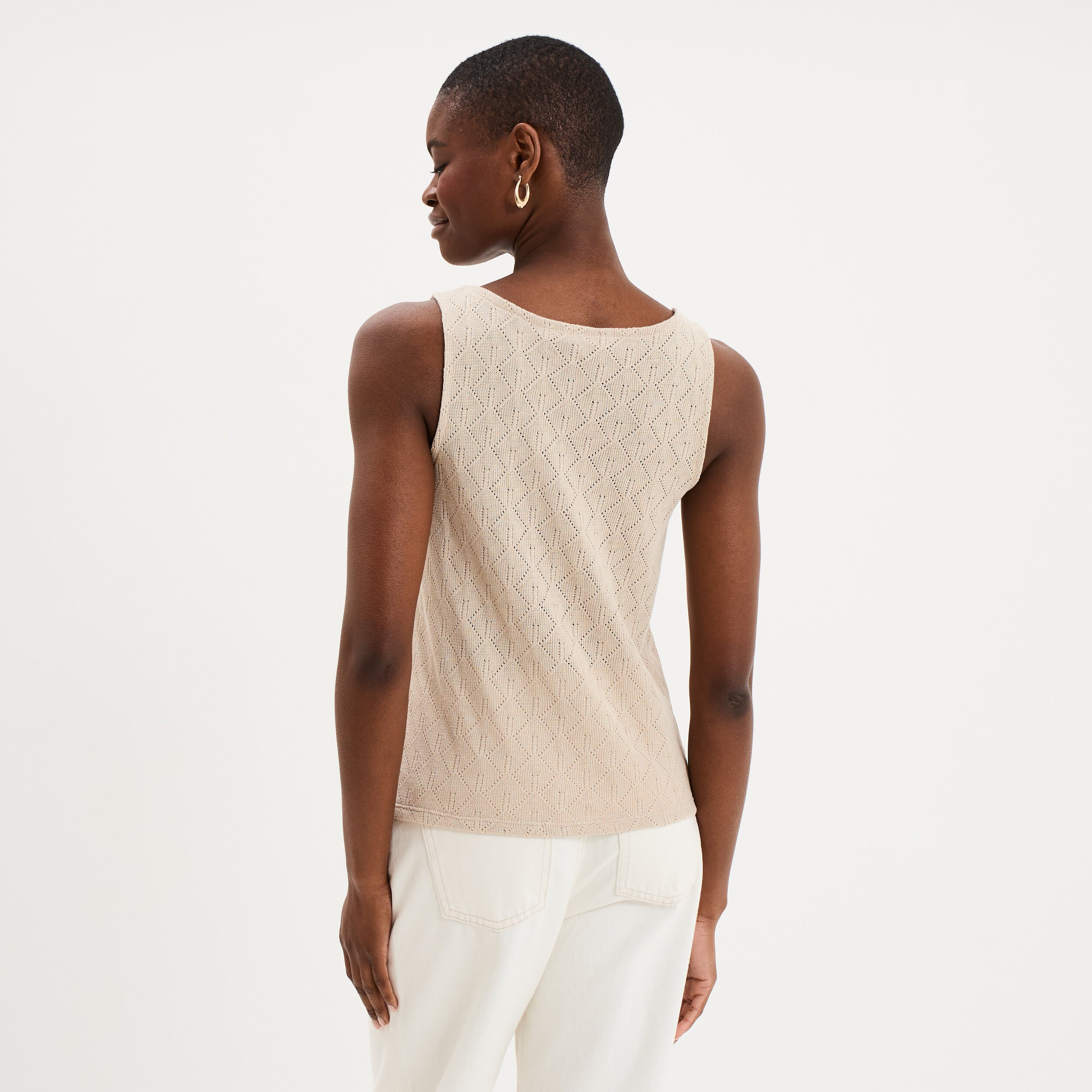 D&eacute;bardeur d&eacute;tails ajour&eacute;s beige femme