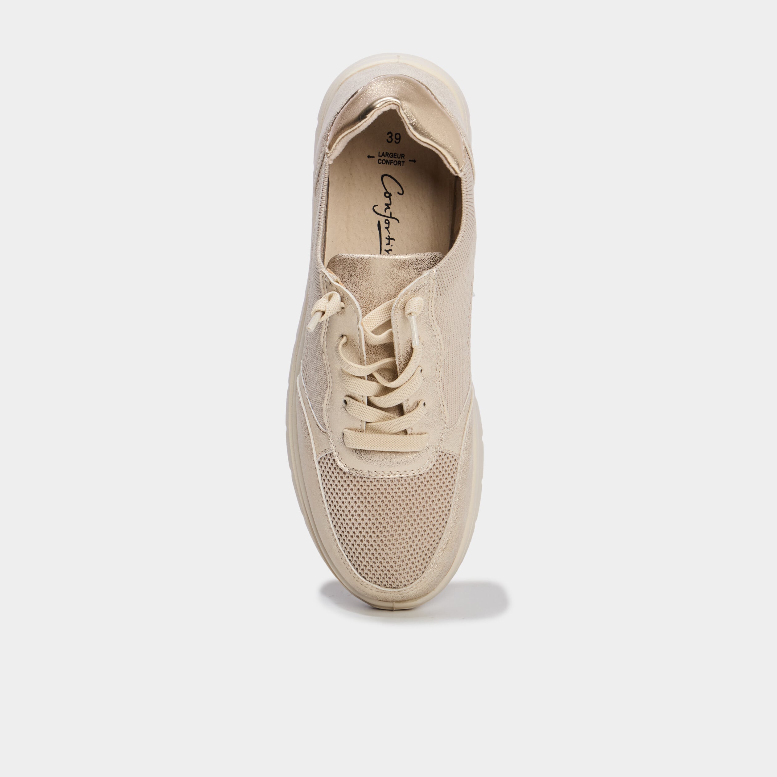 Tennis basses &agrave; lacets pied large sable femme