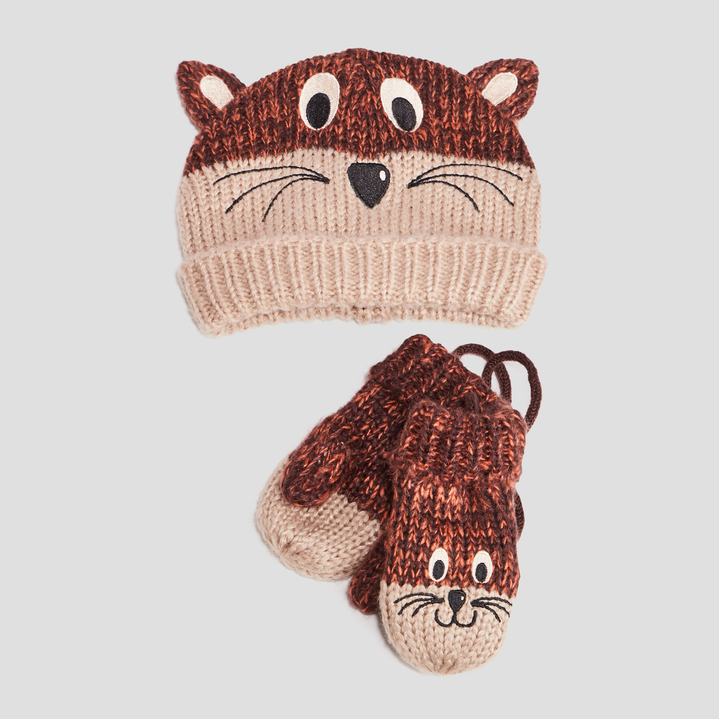 ensemble bonnet et moufles sable bebeg Ensemble bonnet et moufles sable bébé garçon