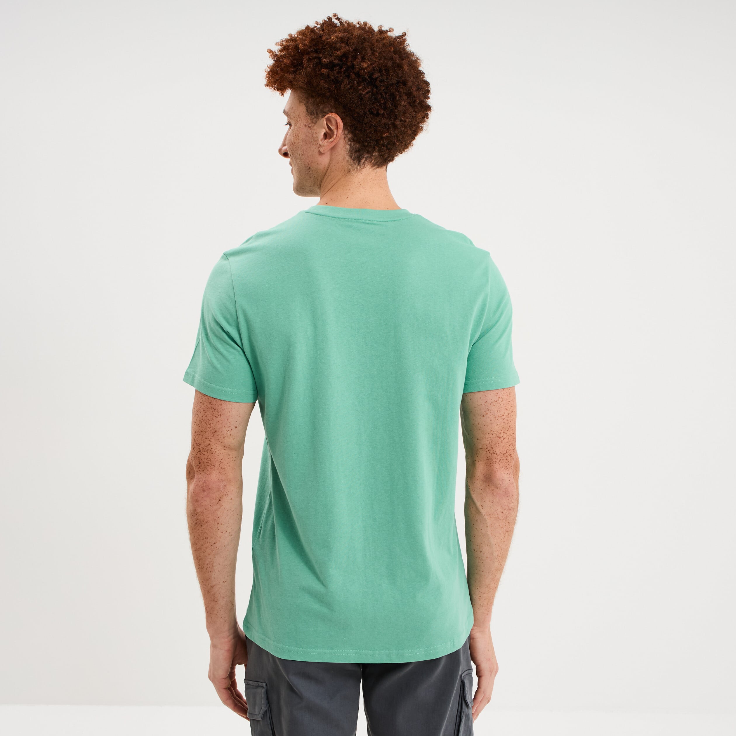 T-shirt col rond manches courtes coton vert menthe homme