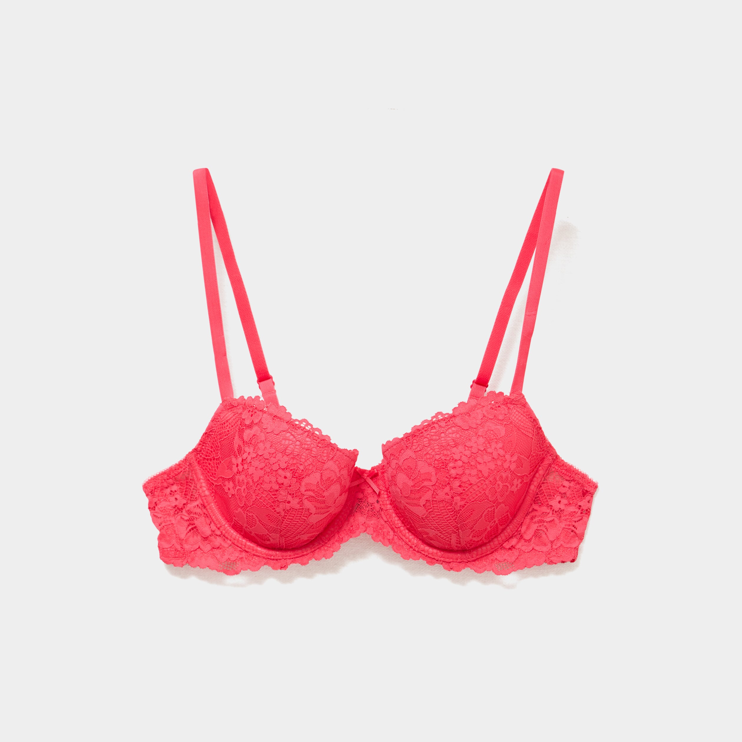 Soutien-gorge corbeille en dentelle rouge corail femme
