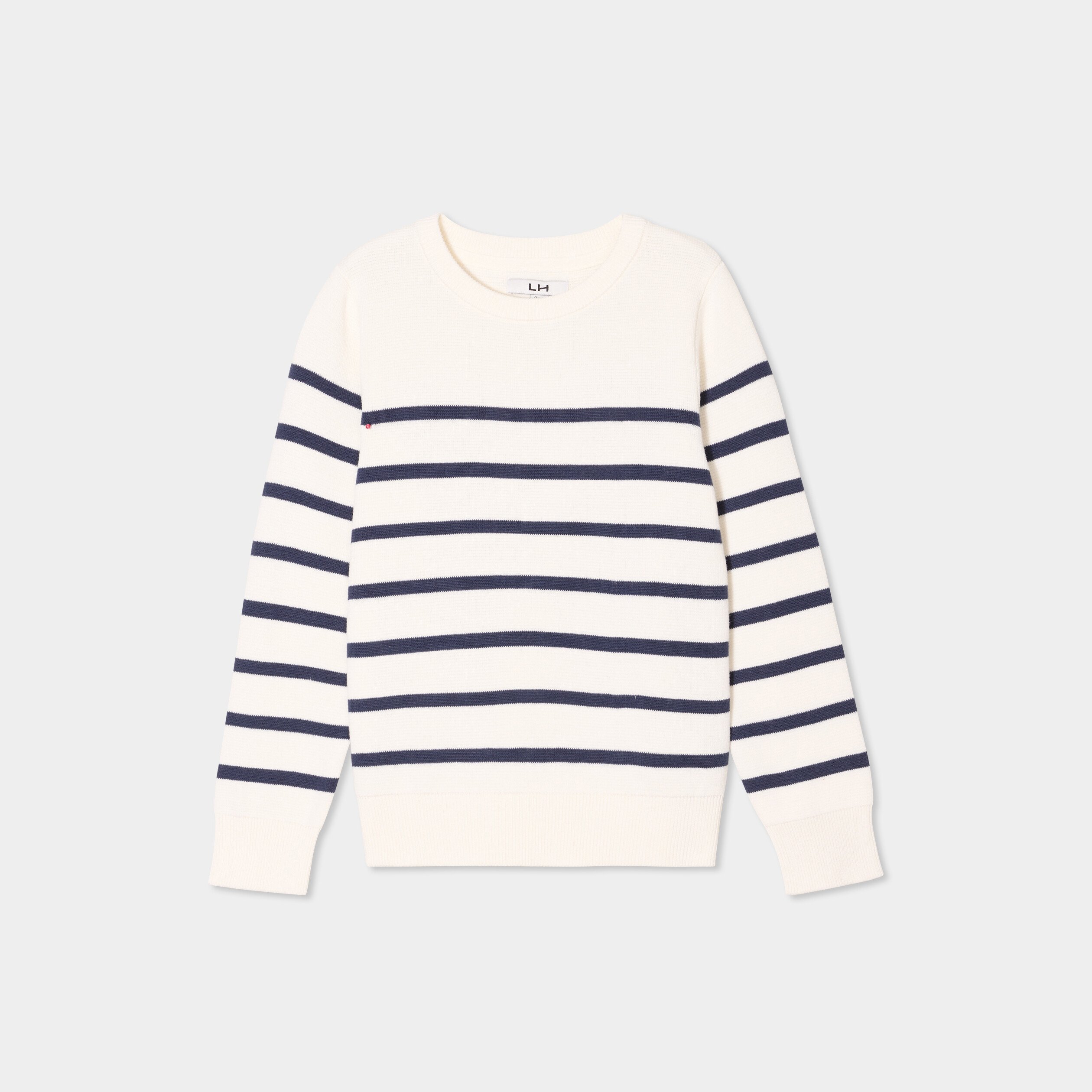pull col rond manches longues coton ecru garcon Pull col rond manches longues coton ecru garçon