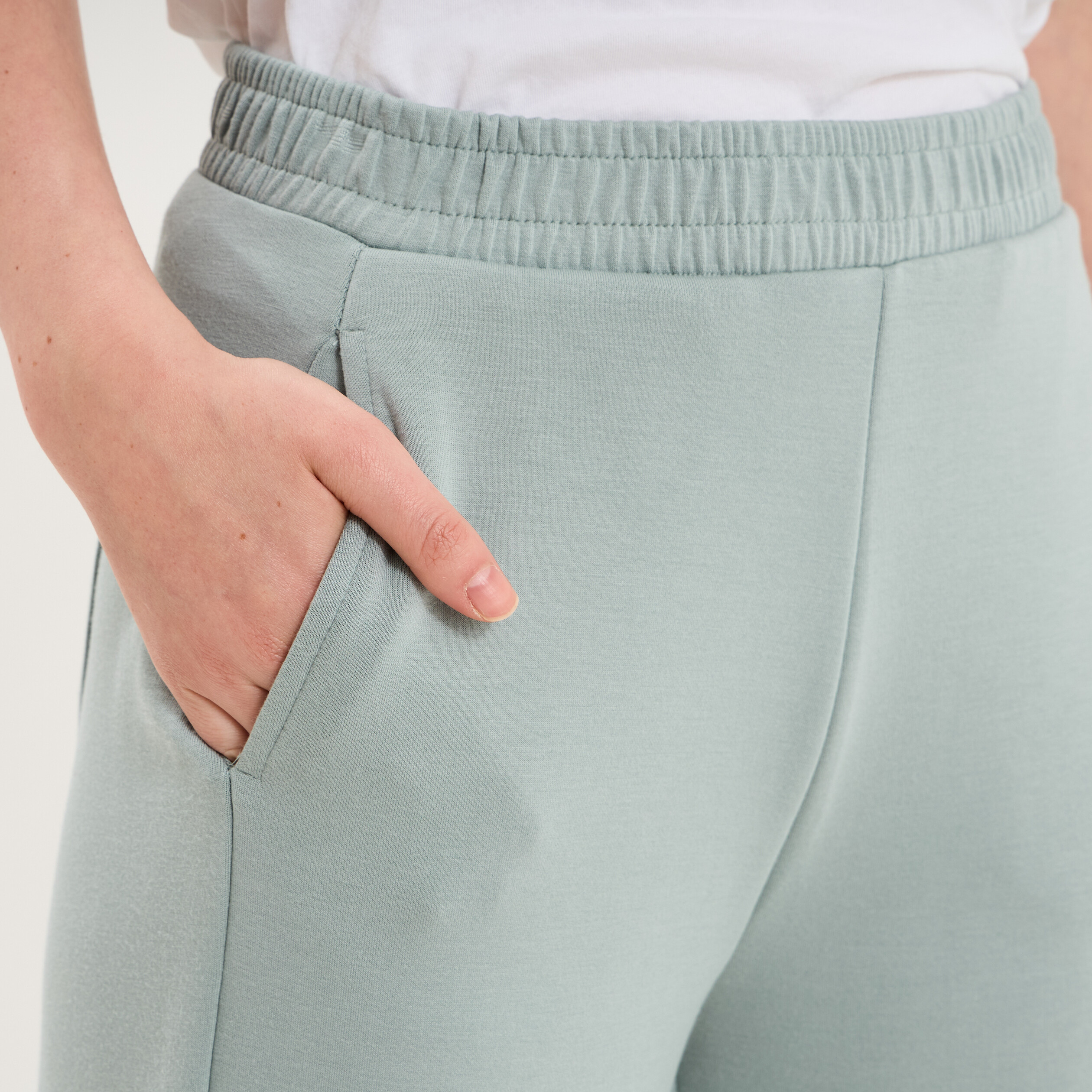 Pantalon de jogging large molletonn&eacute; bleu gris femme