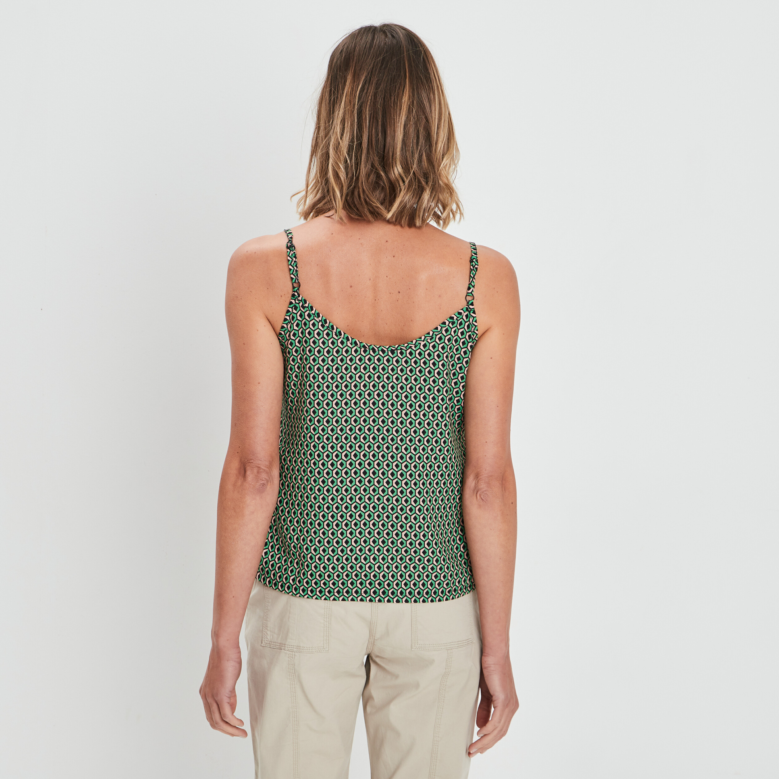 Caraco bretelles fines vert femme