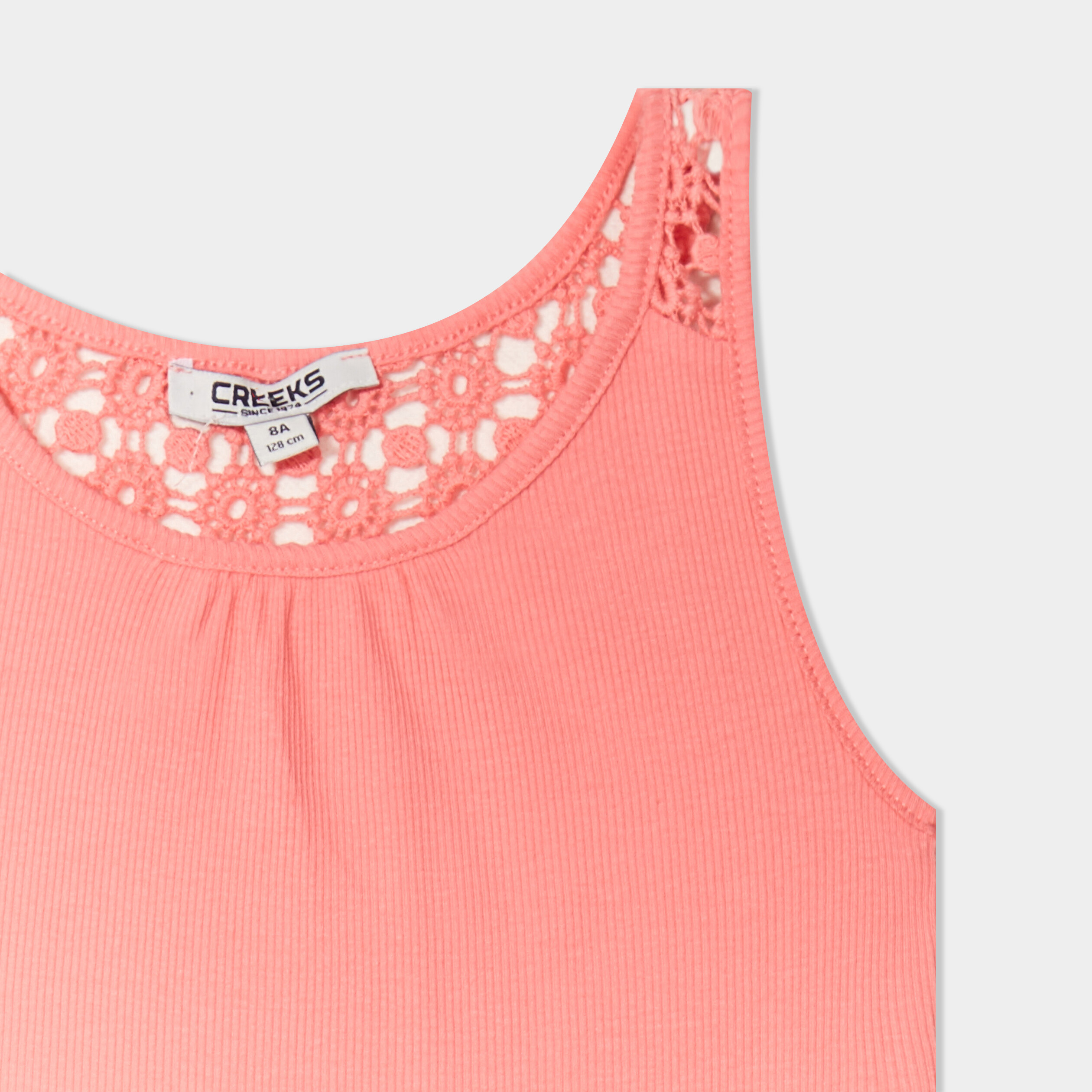 D&eacute;bardeur c&ocirc;tel&eacute; dos macram&eacute; rose framboise fille