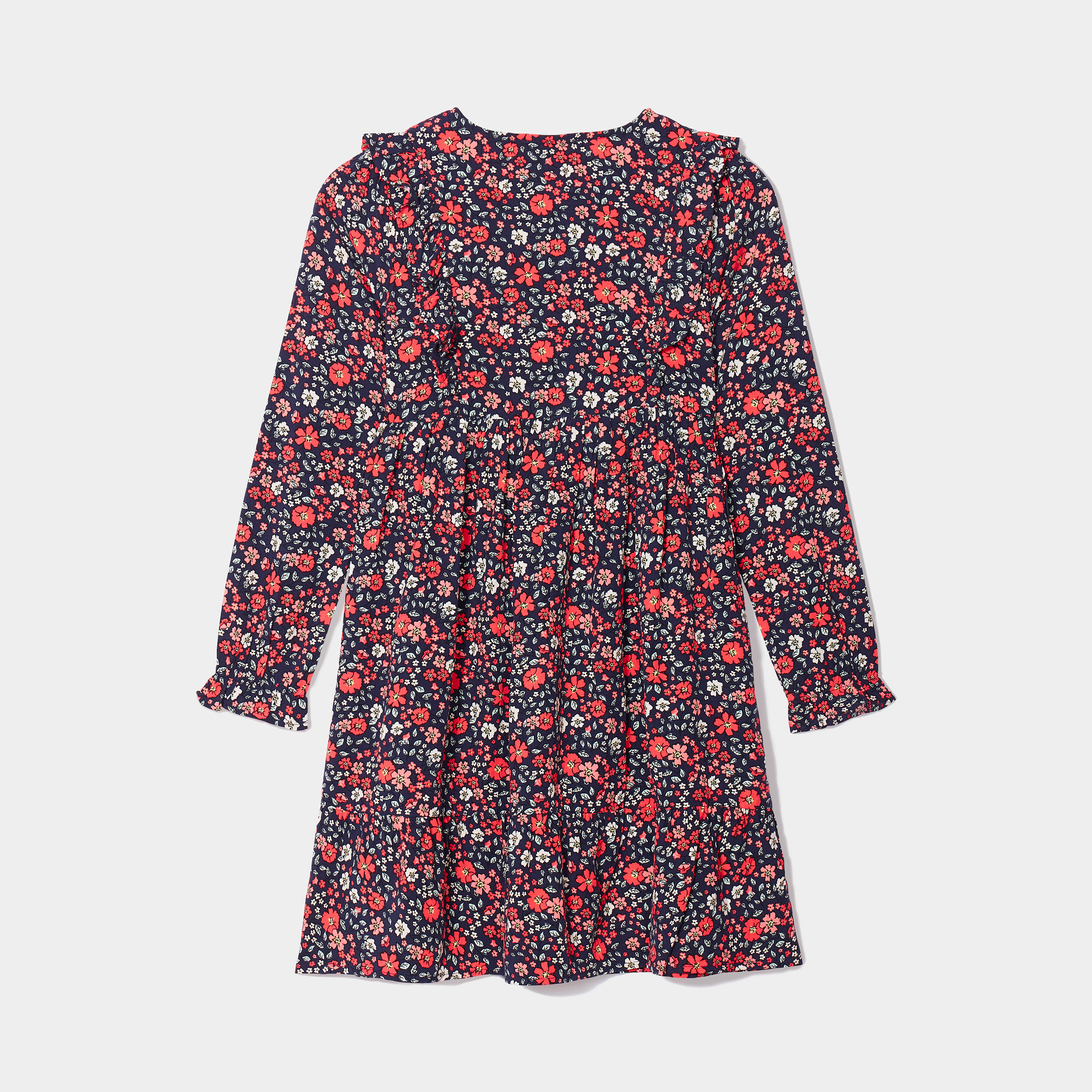 robe fluide a volants manches longues bleu electrique fille Robe fluide à volants manches longues bleu electrique fille