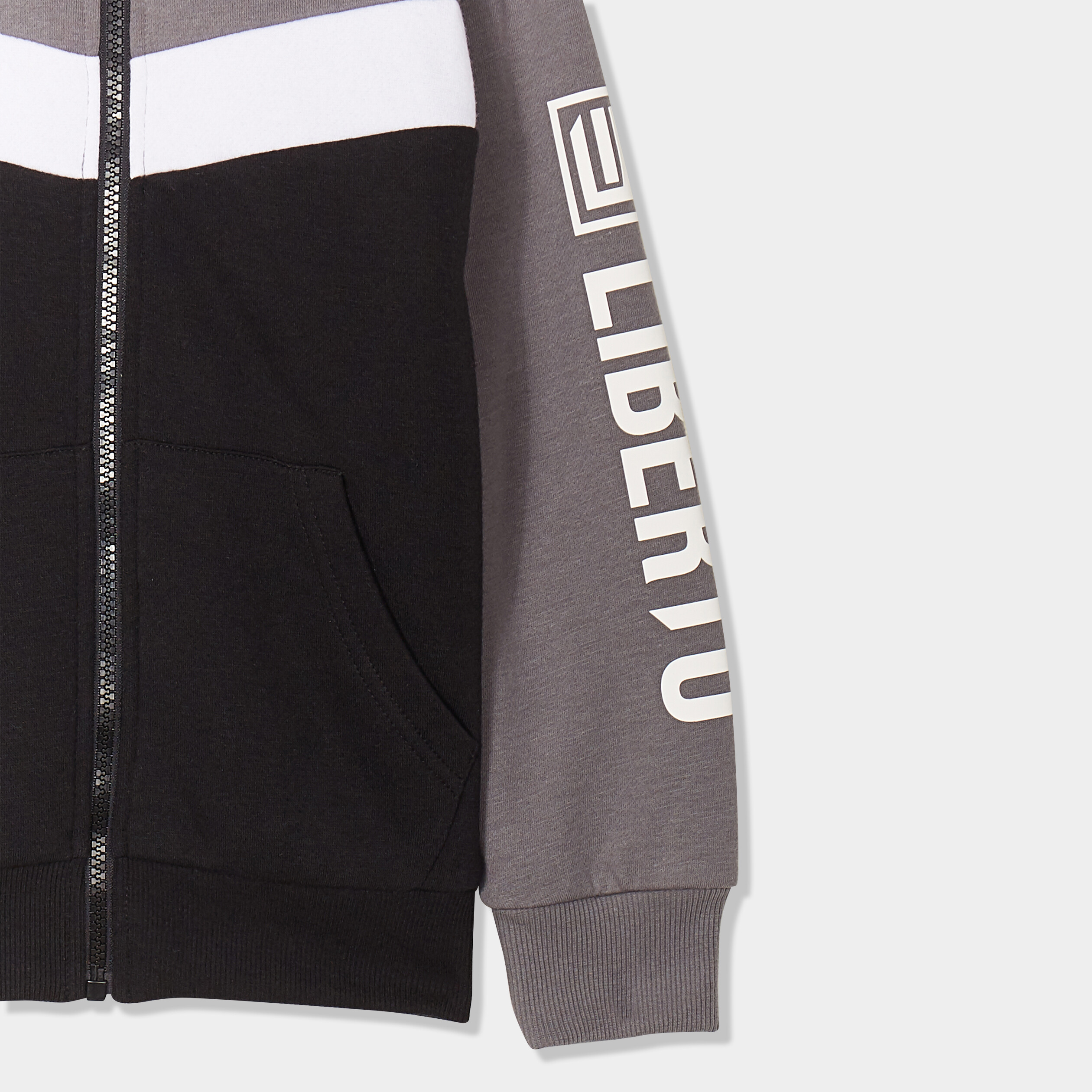 Sweat zippé à capuche fourrée Liberto noir garçon