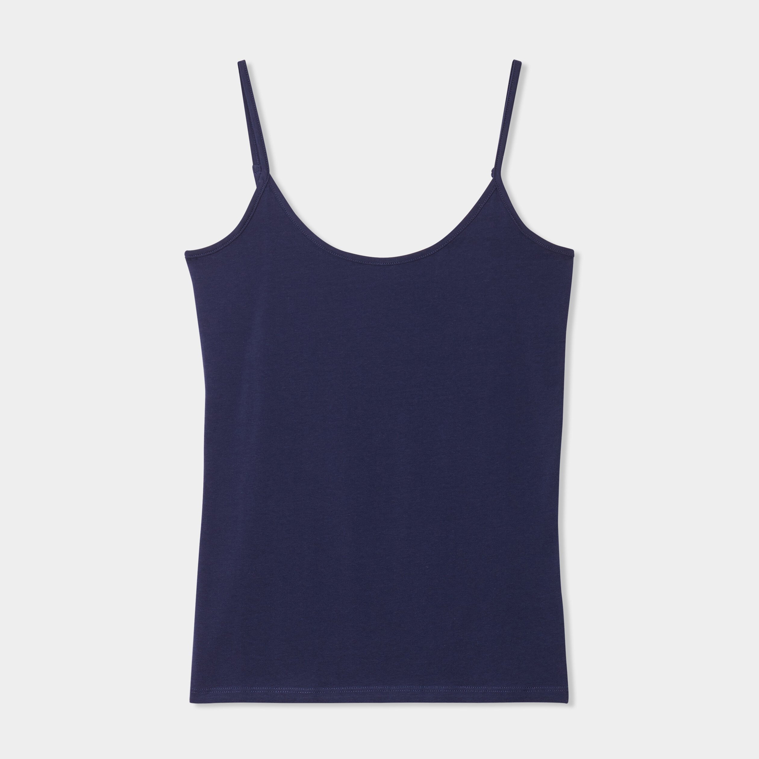 debardeur bretelles reglables en coton bleu marine femme Débardeur bretelles réglables en coton bleu marine femme