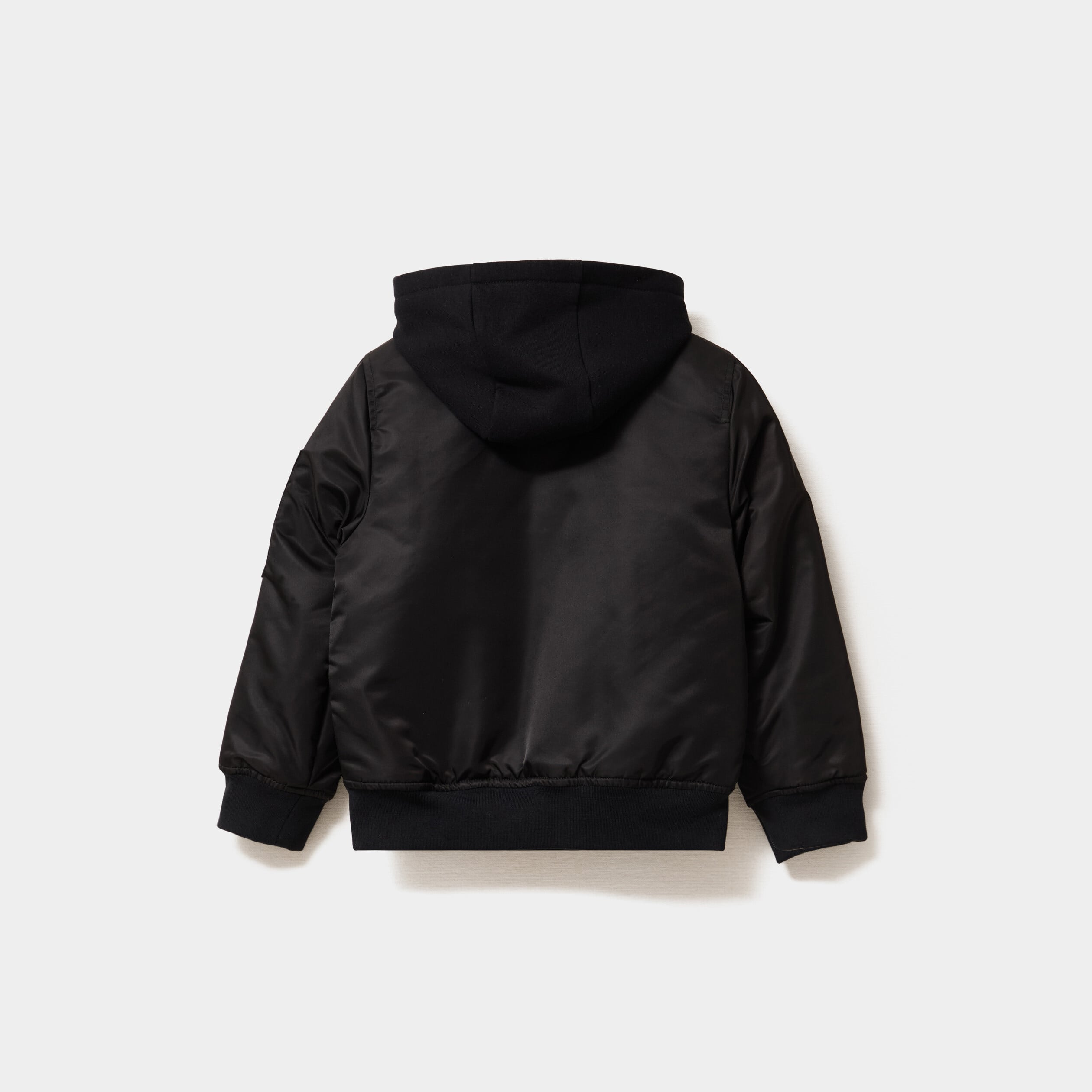 Blouson bomber &agrave; capuche noir gar&ccedil;on