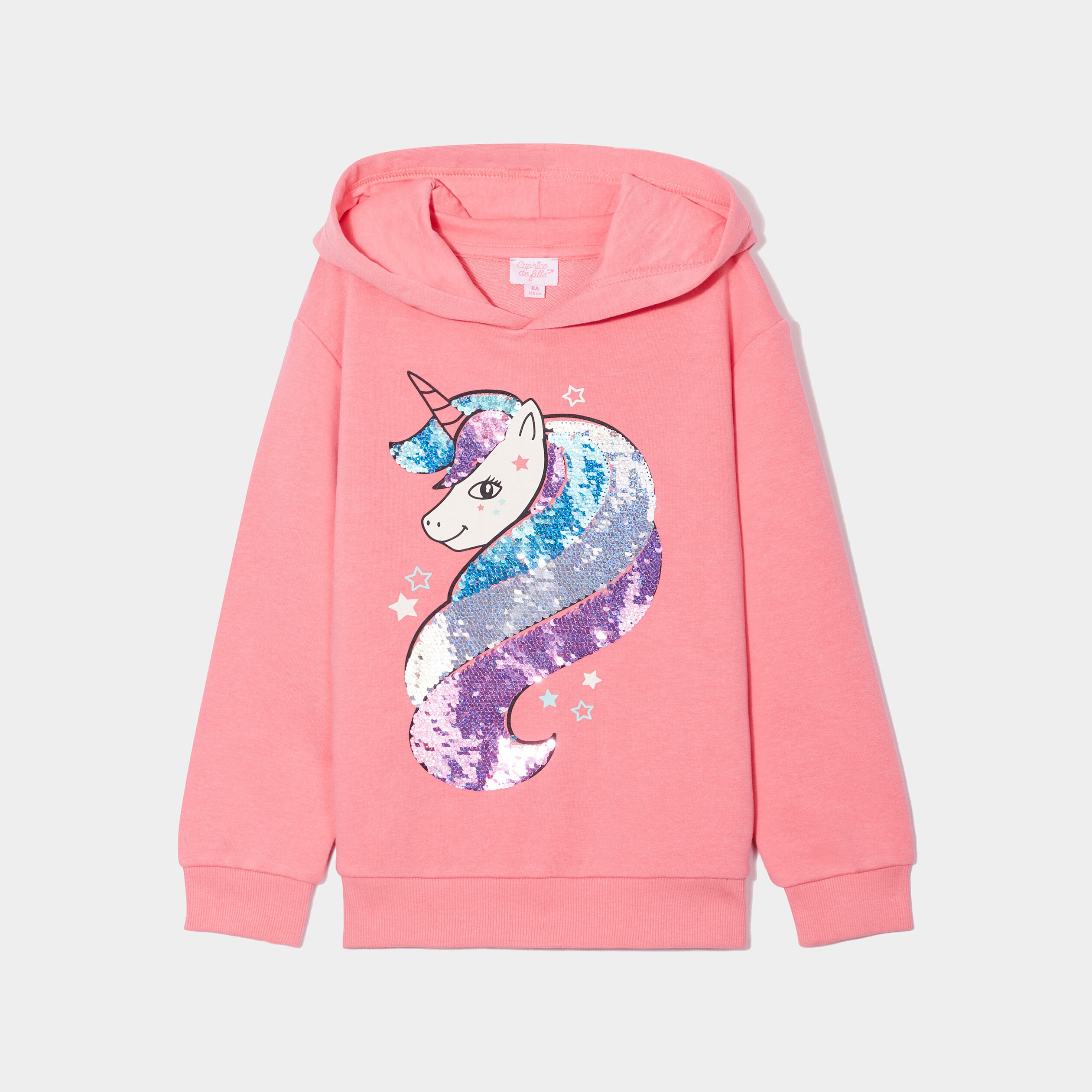 sweat a capuche hoodie sequins rose framboise fille Sweat à capuche hoodie sequins rose framboise fille