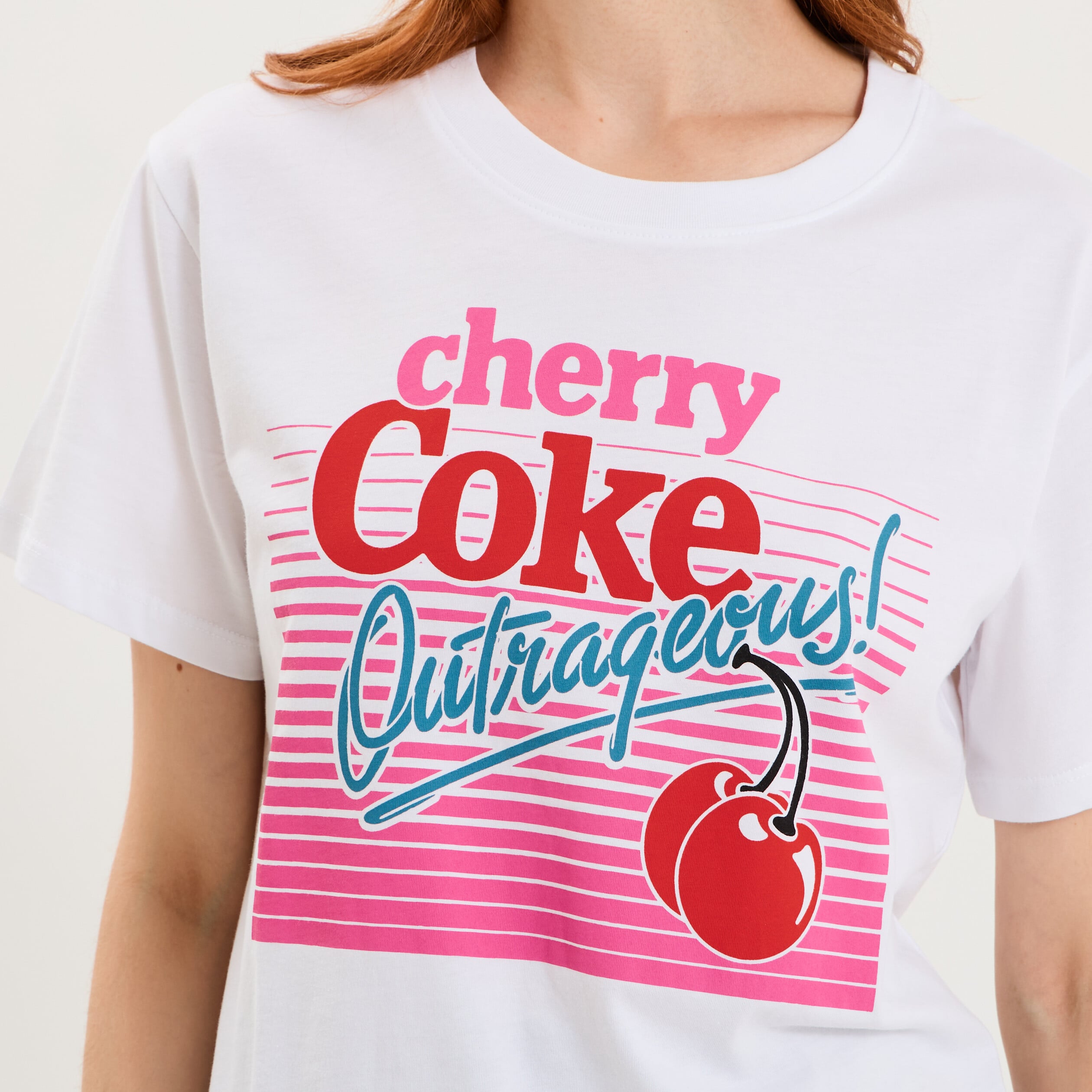T-shirt manches courtes coton Coca Cola blanc femme