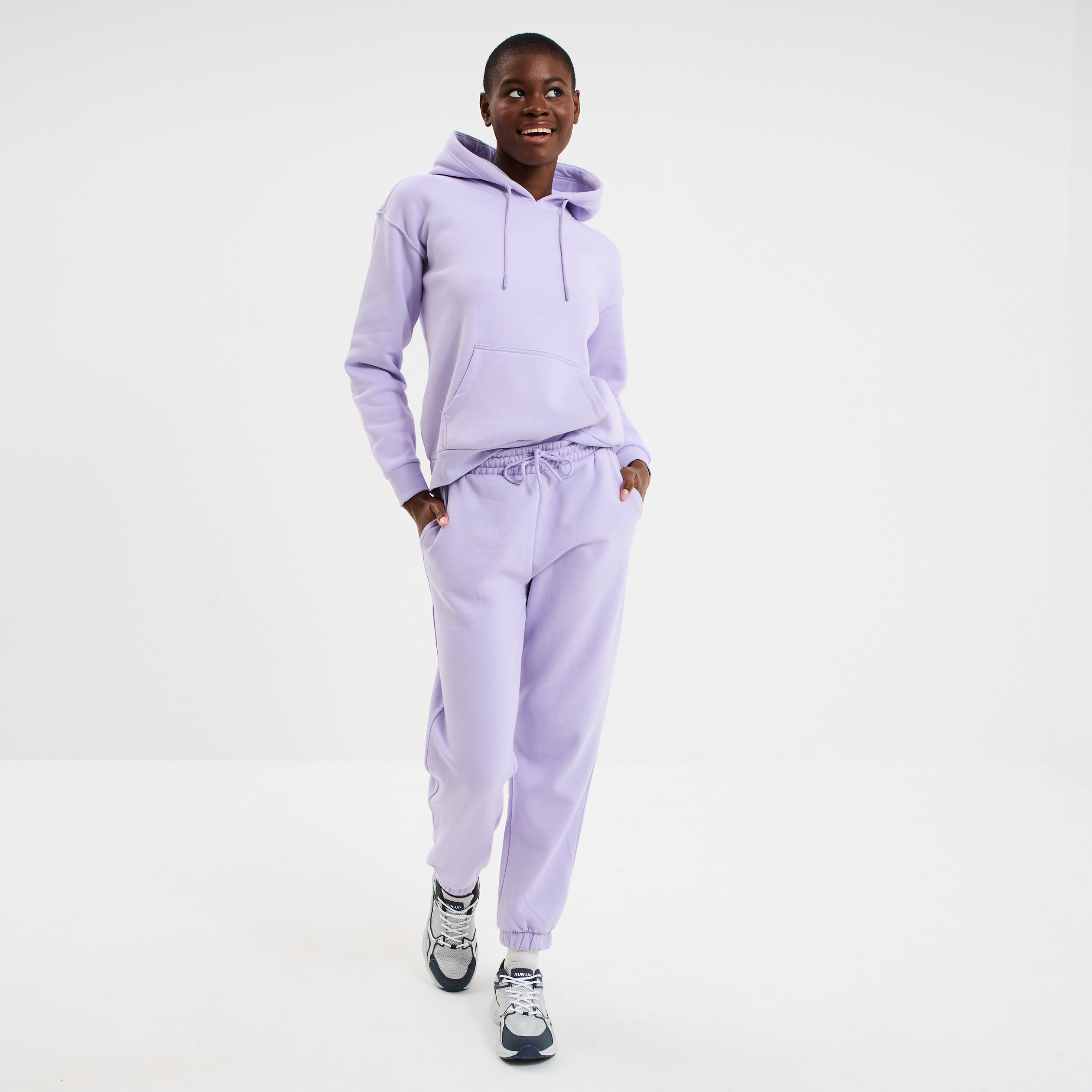 Pantalon jogging droit molleton parme femme