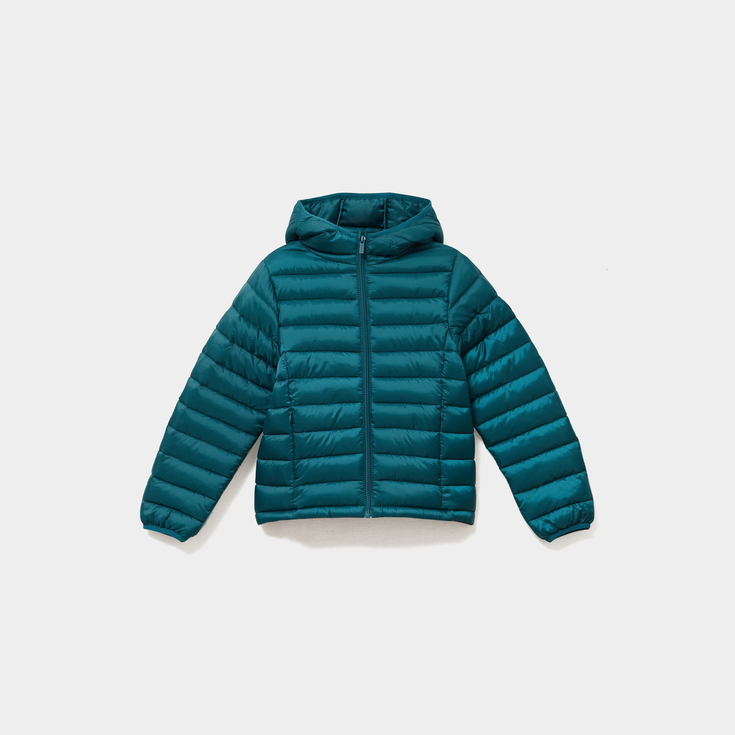 Doudoune l&eacute;g&egrave;re &agrave; capuche imperm&eacute;able vert fonc&eacute; fille