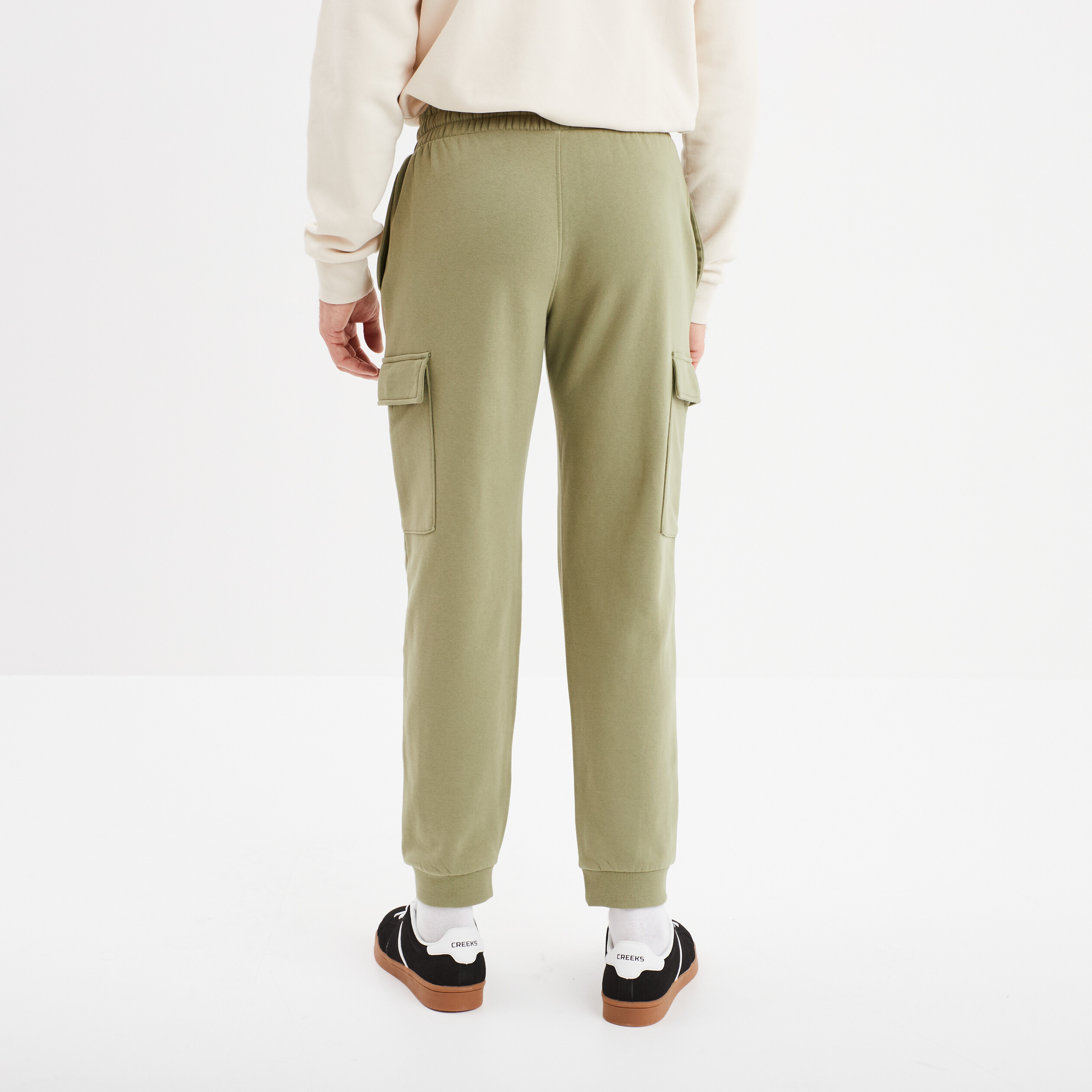 pantalon jogging cargo poches laterales vert kaki homme Pantalon jogging cargo poches latérales vert kaki homme