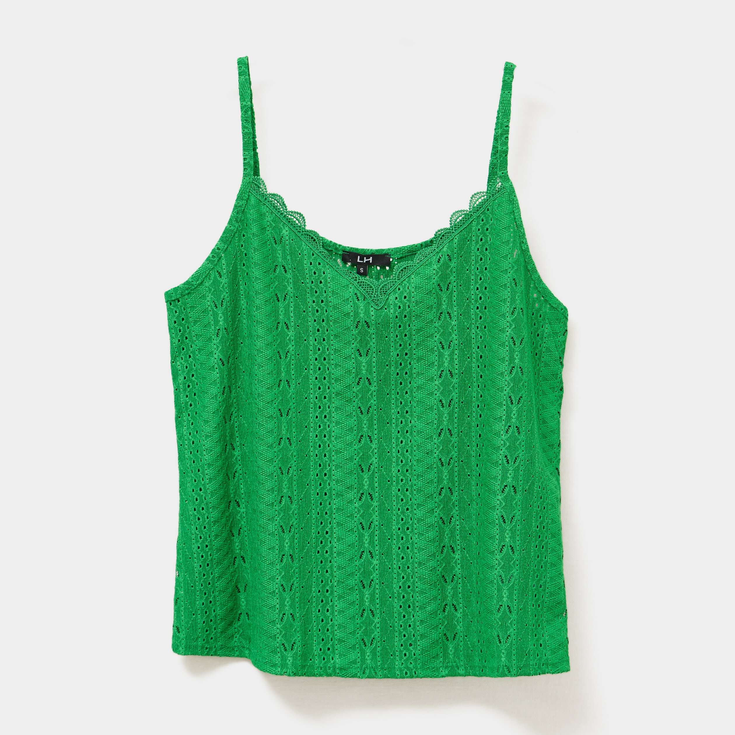 debardeur broderie anglaise a bretelles vert femme Débardeur broderie anglaise à bretelles vert femme